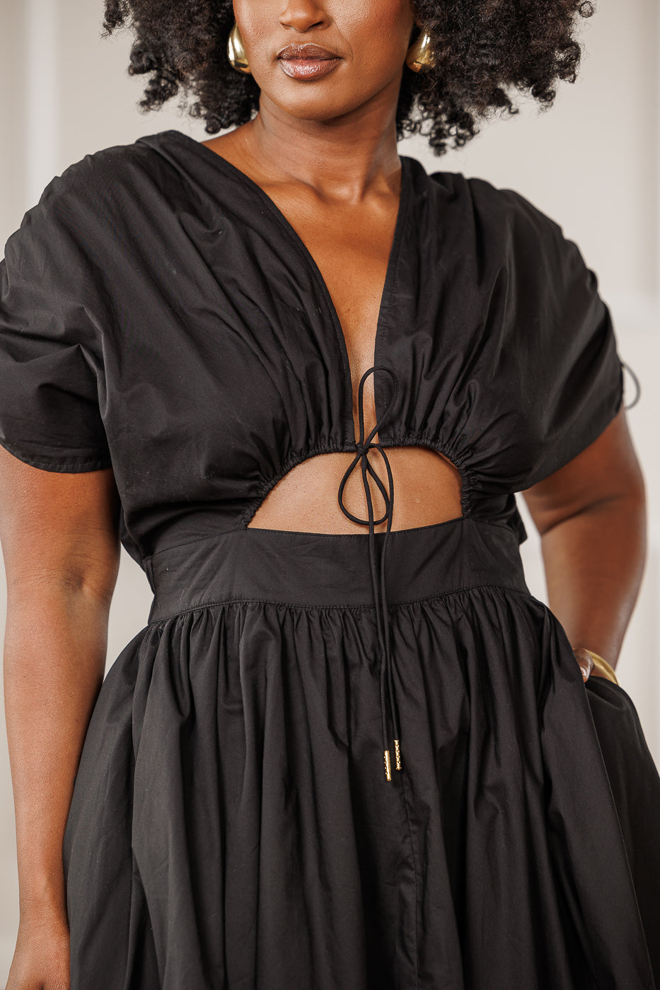 FINAL SALE - Naomi Ruched Cut Out Dress - Black