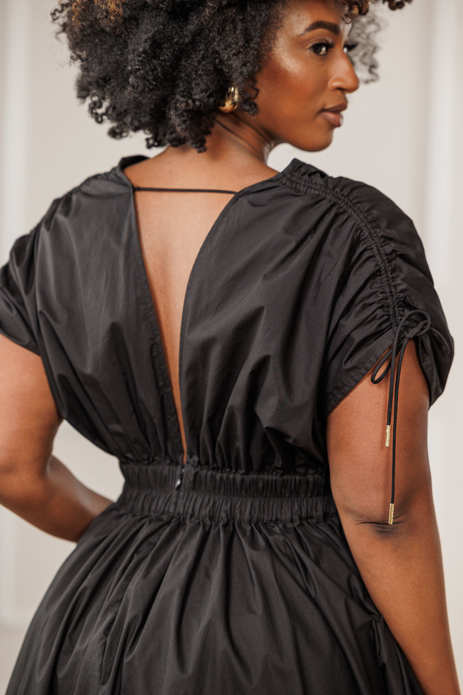 FINAL SALE - Naomi Ruched Cut Out Dress - Black