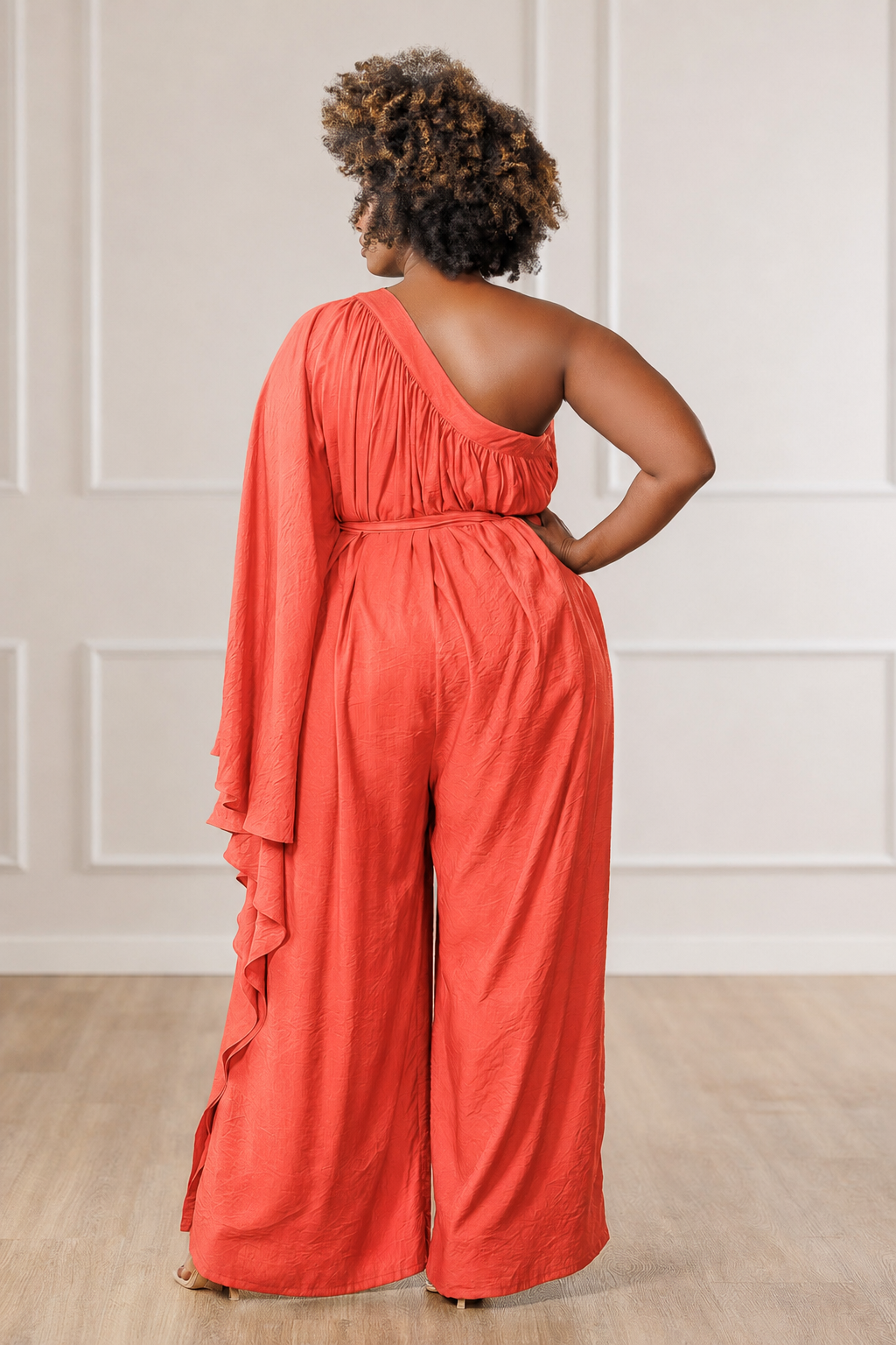 Indie One Shoulder Jumpsuit - Orange