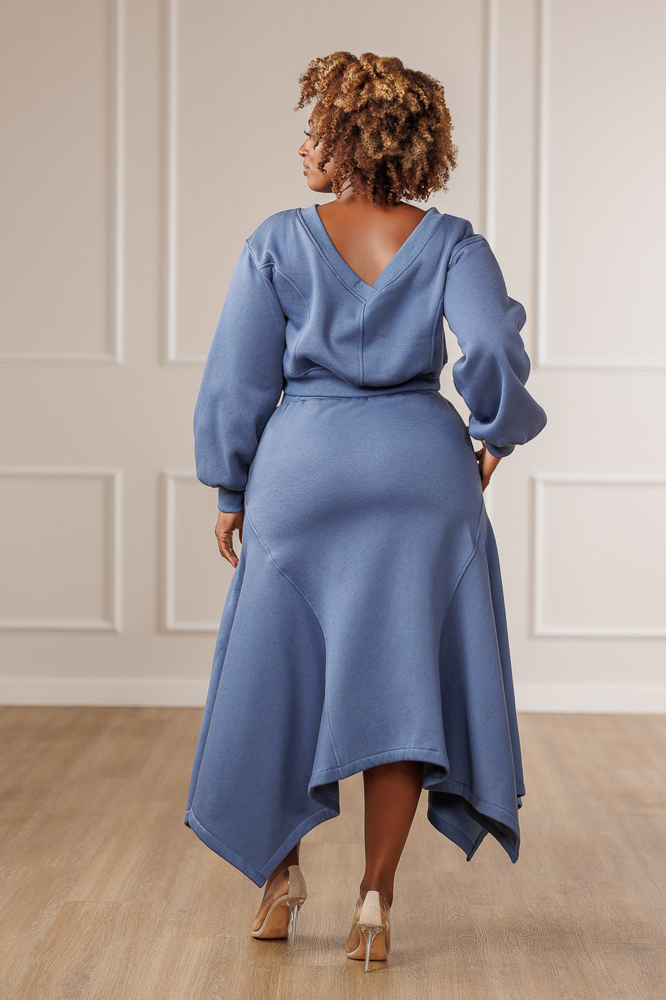 Sable Fleece Handkerchief Skirt - Slate