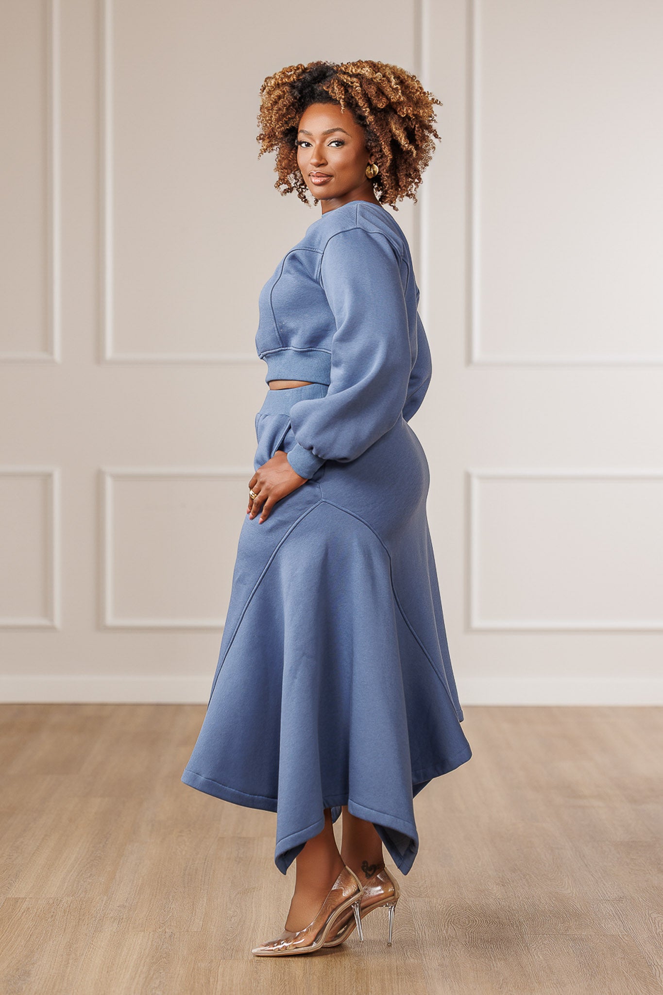Sable Fleece Handkerchief Skirt - Slate