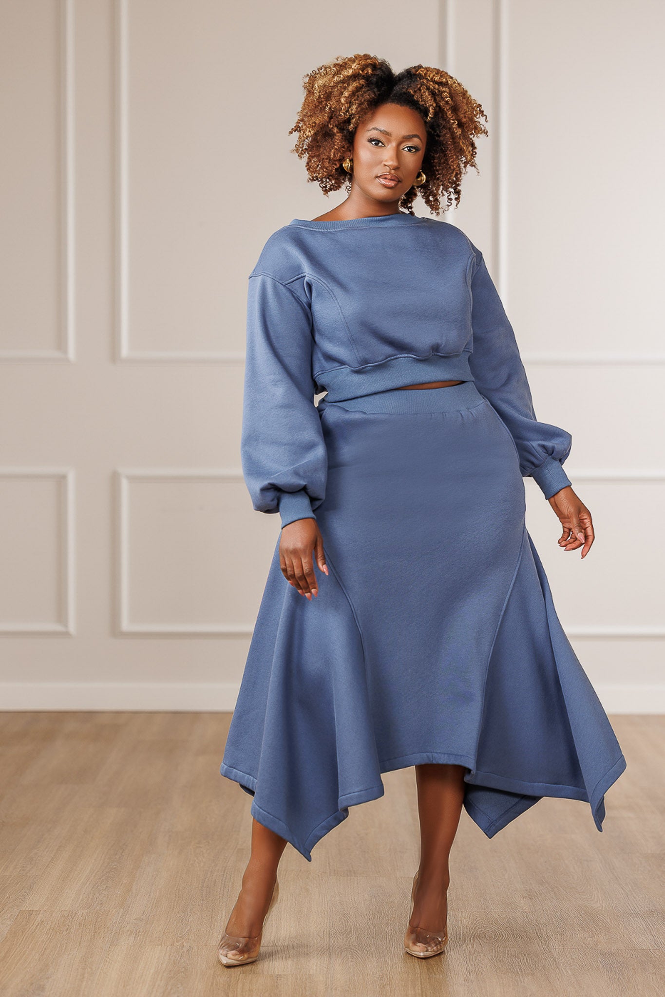 Sable Fleece Handkerchief Skirt - Slate