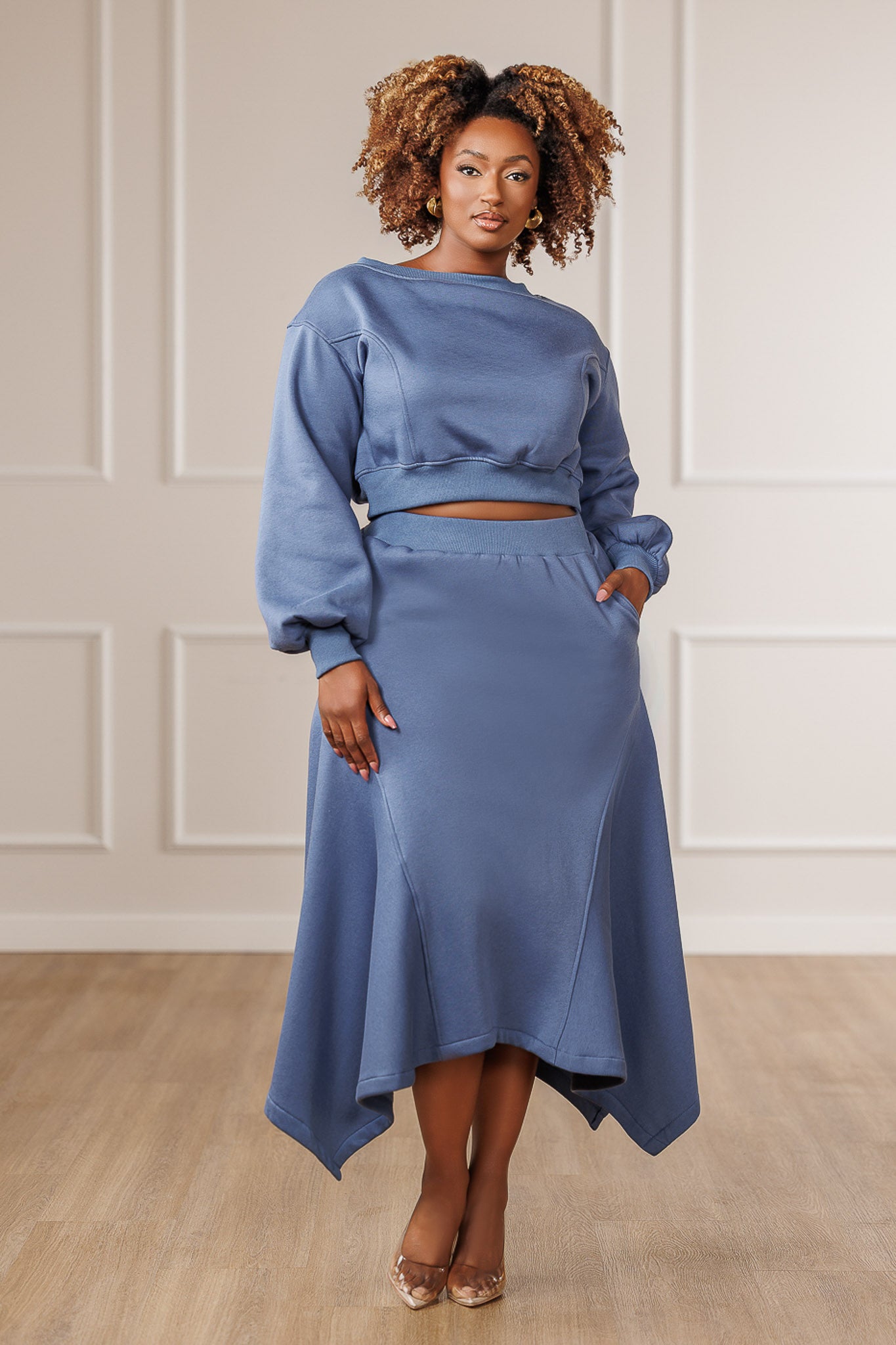 Sable Fleece Handkerchief Skirt - Slate