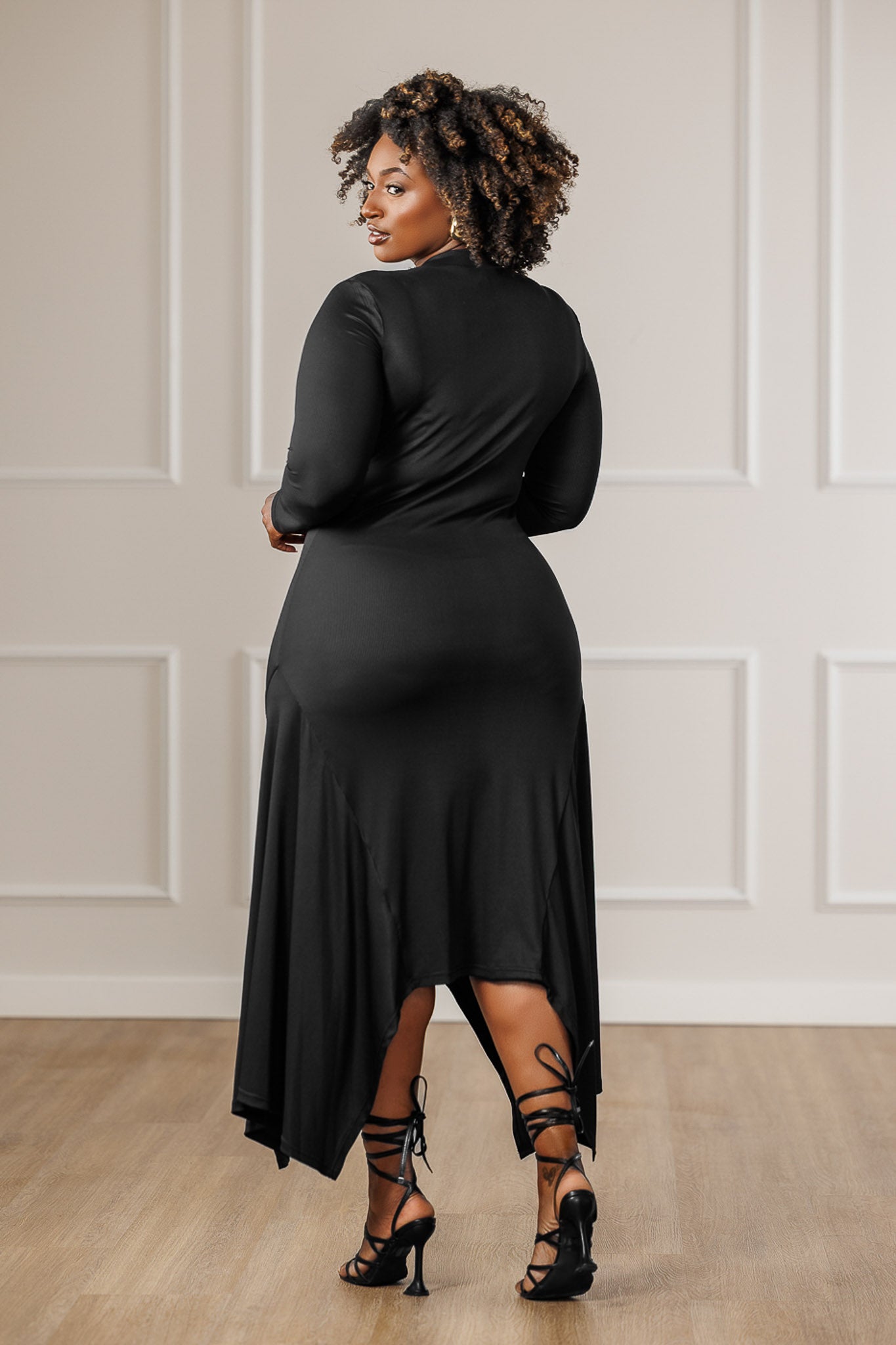 Marina Flared Knit Dress - Black