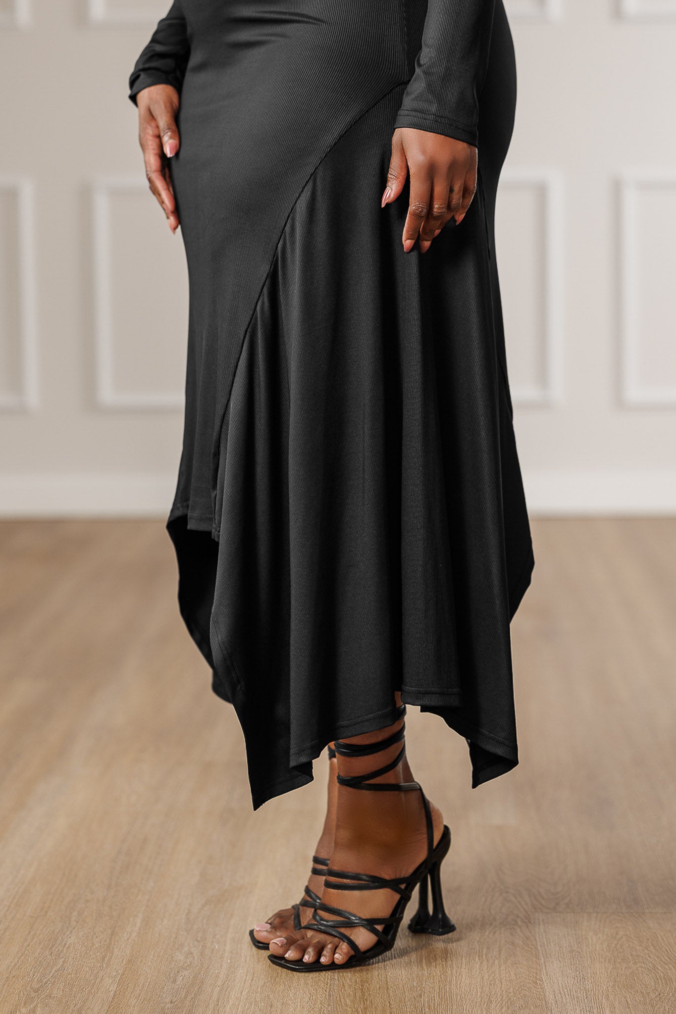 Marina Flared Knit Dress - Black