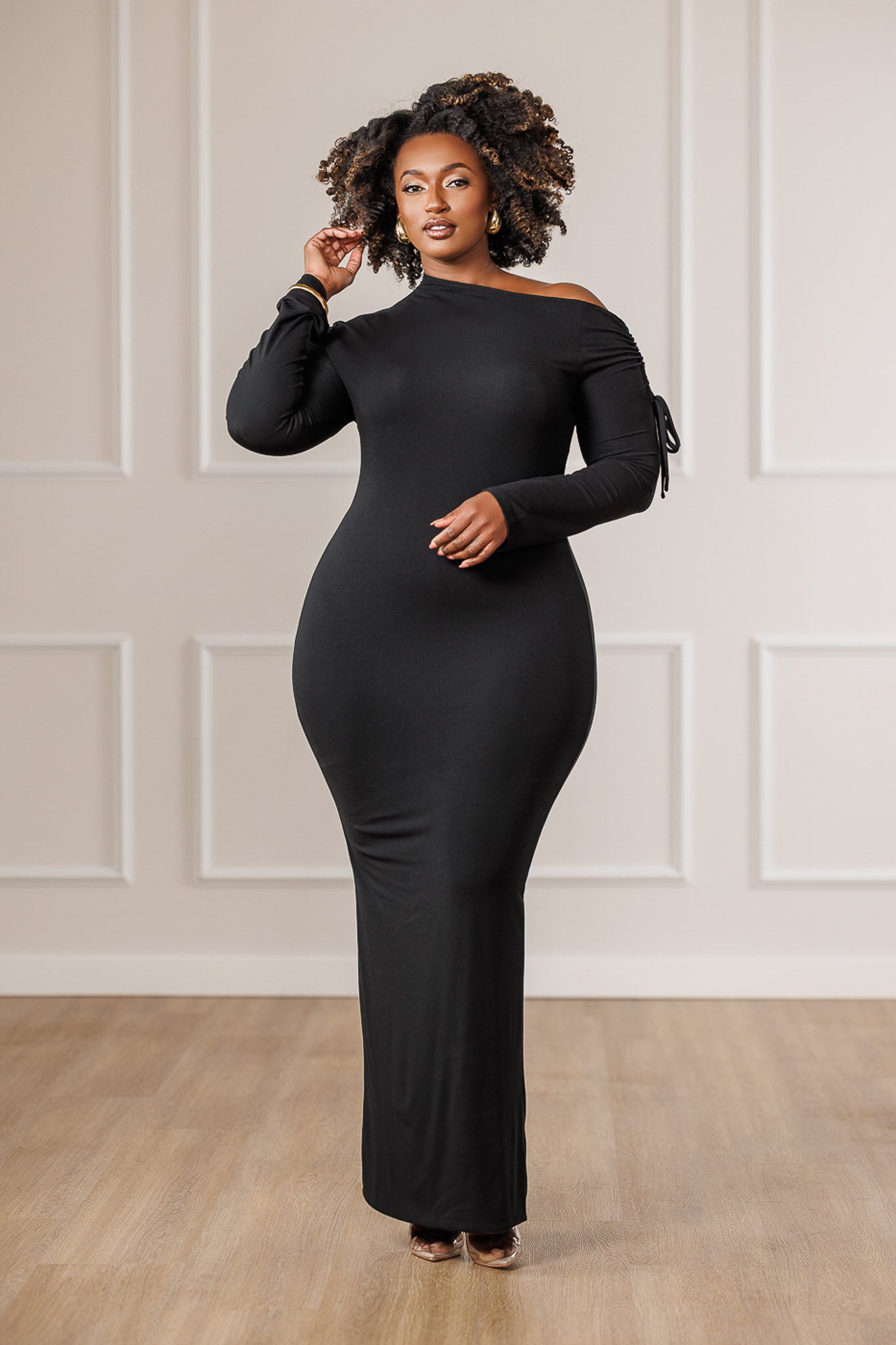 Violet Off-Shoulder Maxi Dress - Black