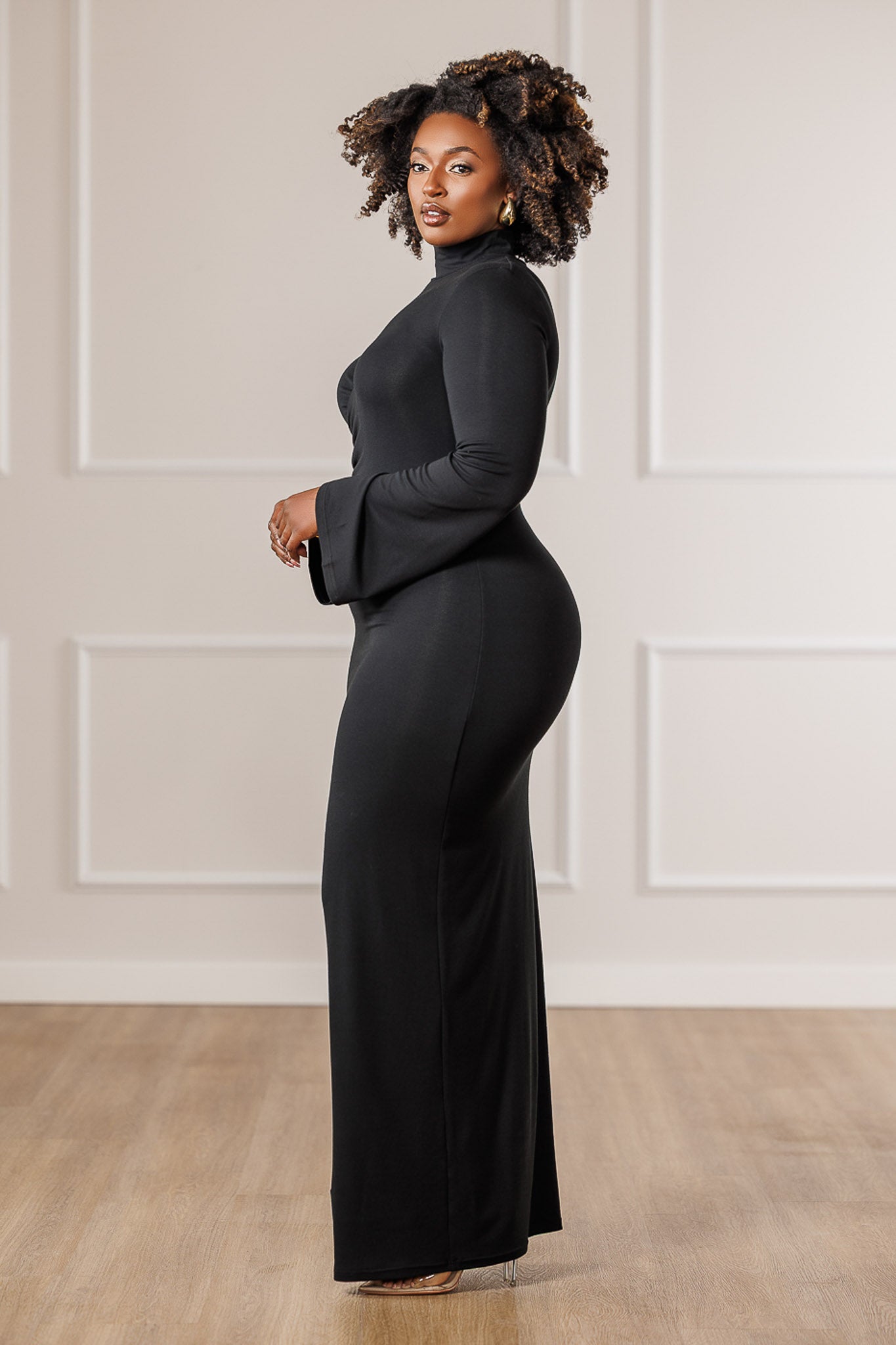 Devyn Cut-Out Ruched Dress - Black