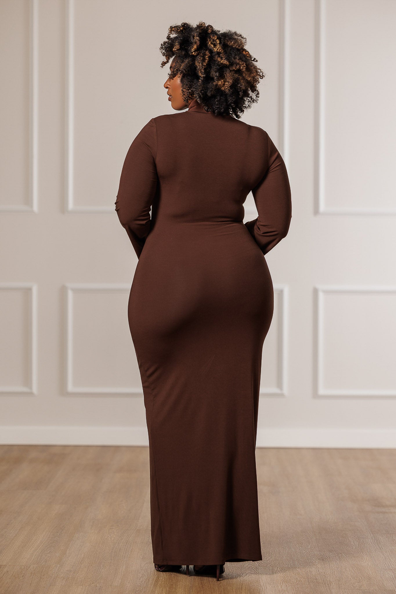 Devyn Cut-Out Ruched Dress - Brown