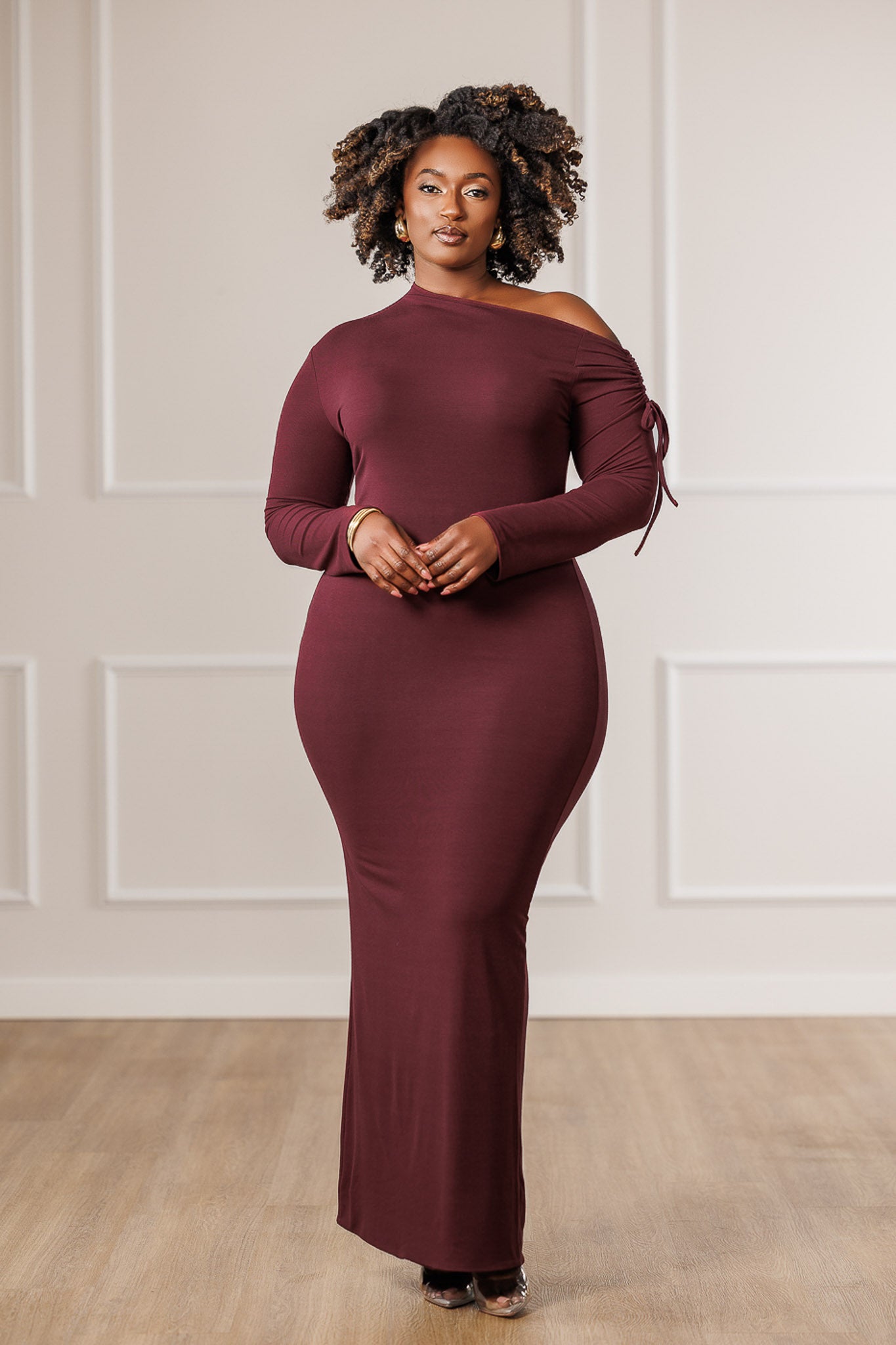 Violet Off-Shoulder Maxi Dress - Plum