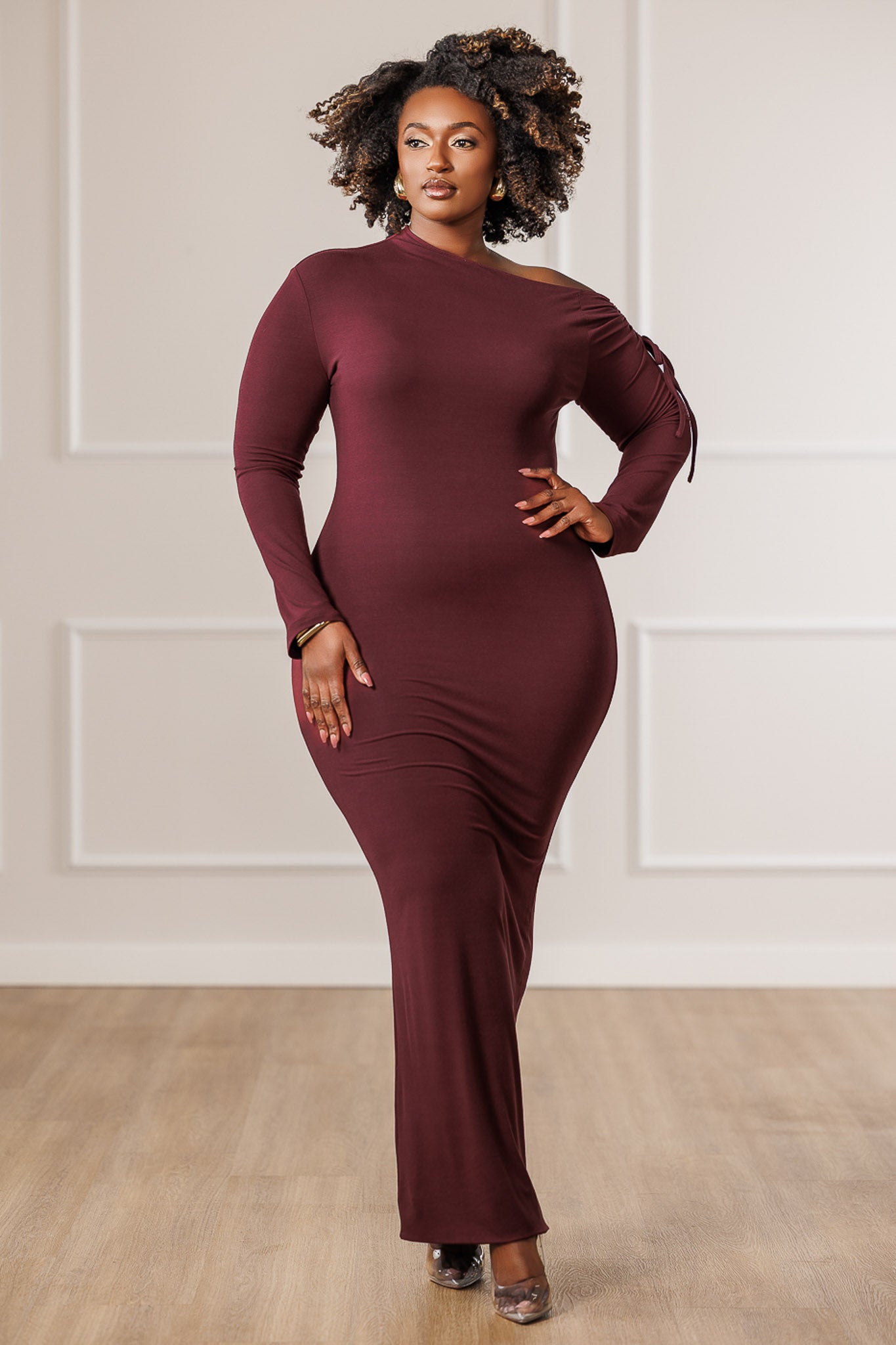Violet Off-Shoulder Maxi Dress - Plum