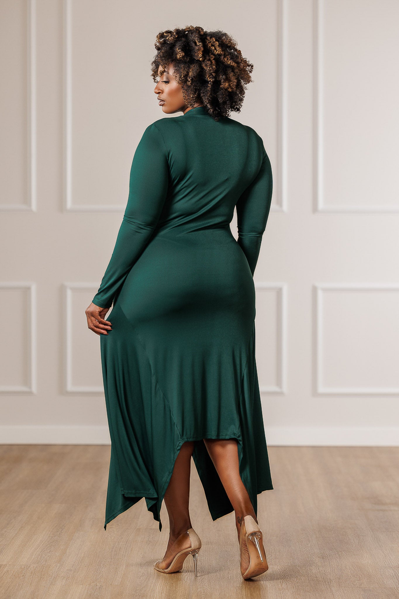 Marina Flared Knit Dress - Emerald