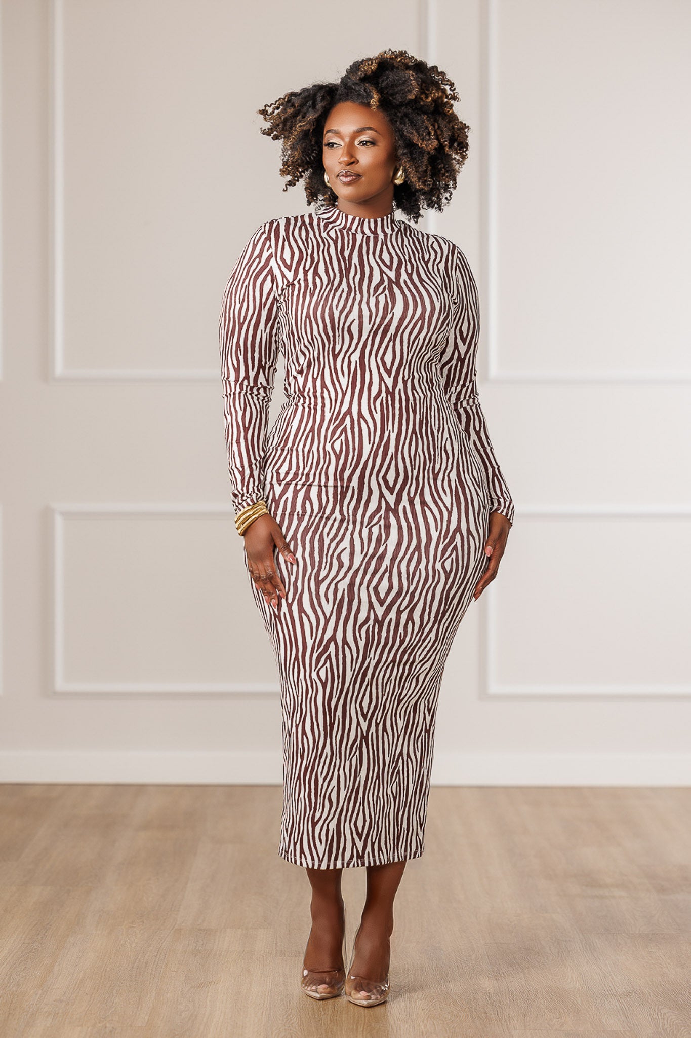 Bryn Bodycon Midi Dress - Zebra