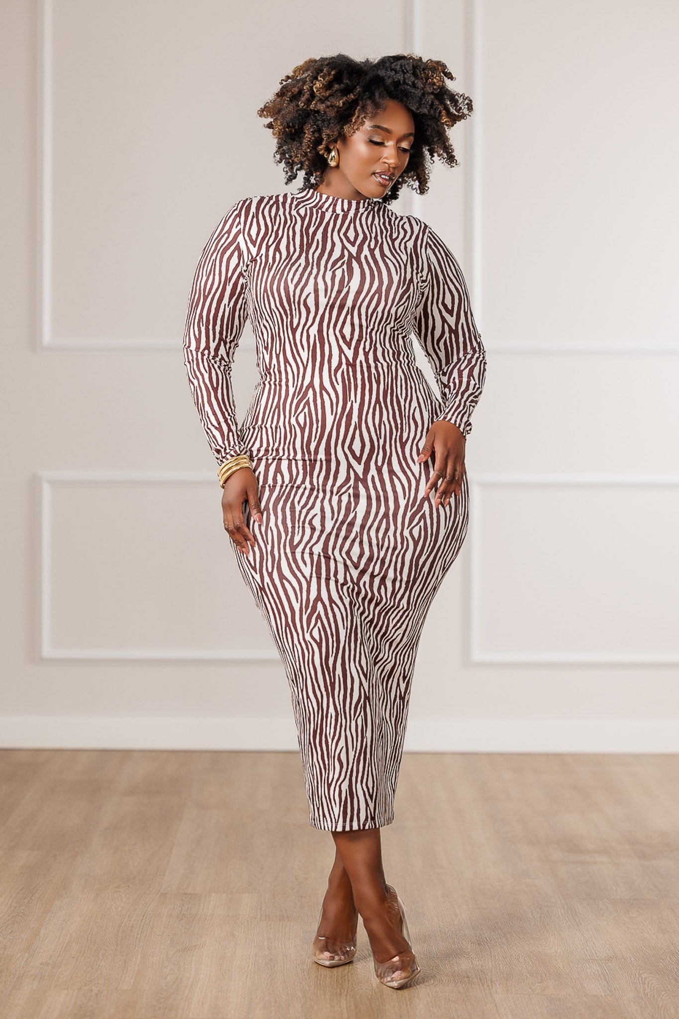 Bryn Bodycon Midi Dress - Zebra
