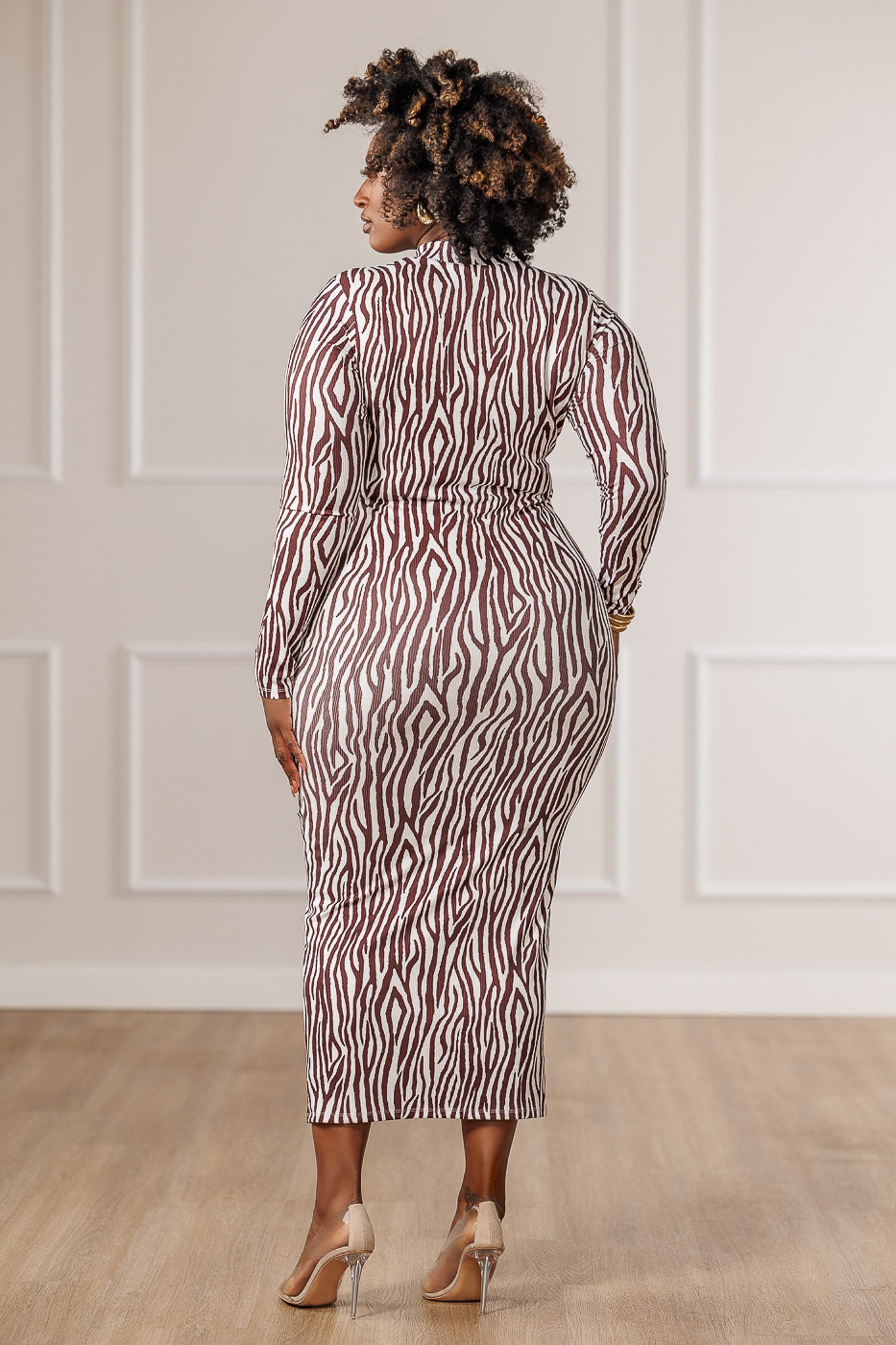 Bryn Bodycon Midi Dress - Zebra