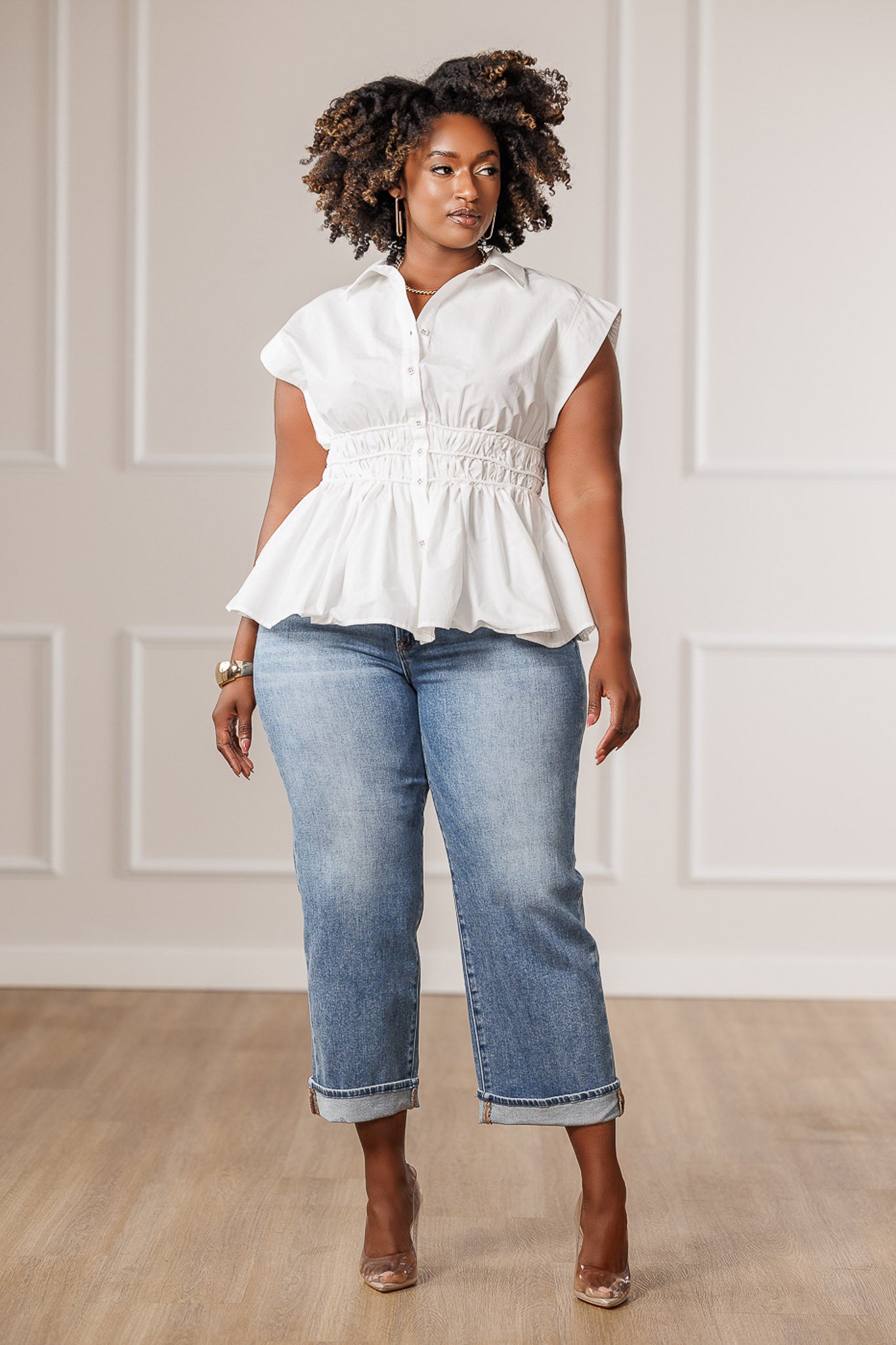 Serra Cinched Waist Top - Off White