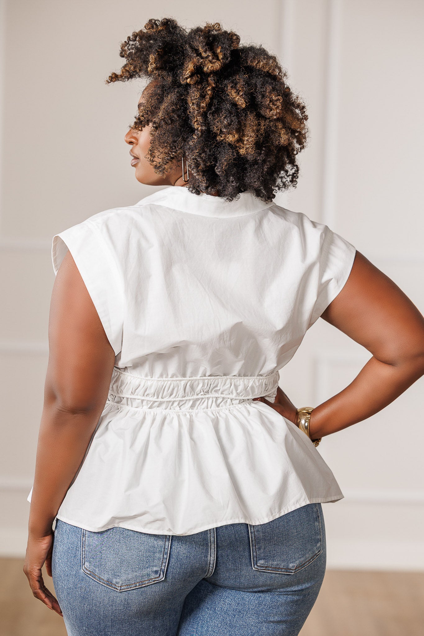 Serra Cinched Waist Top - Off White