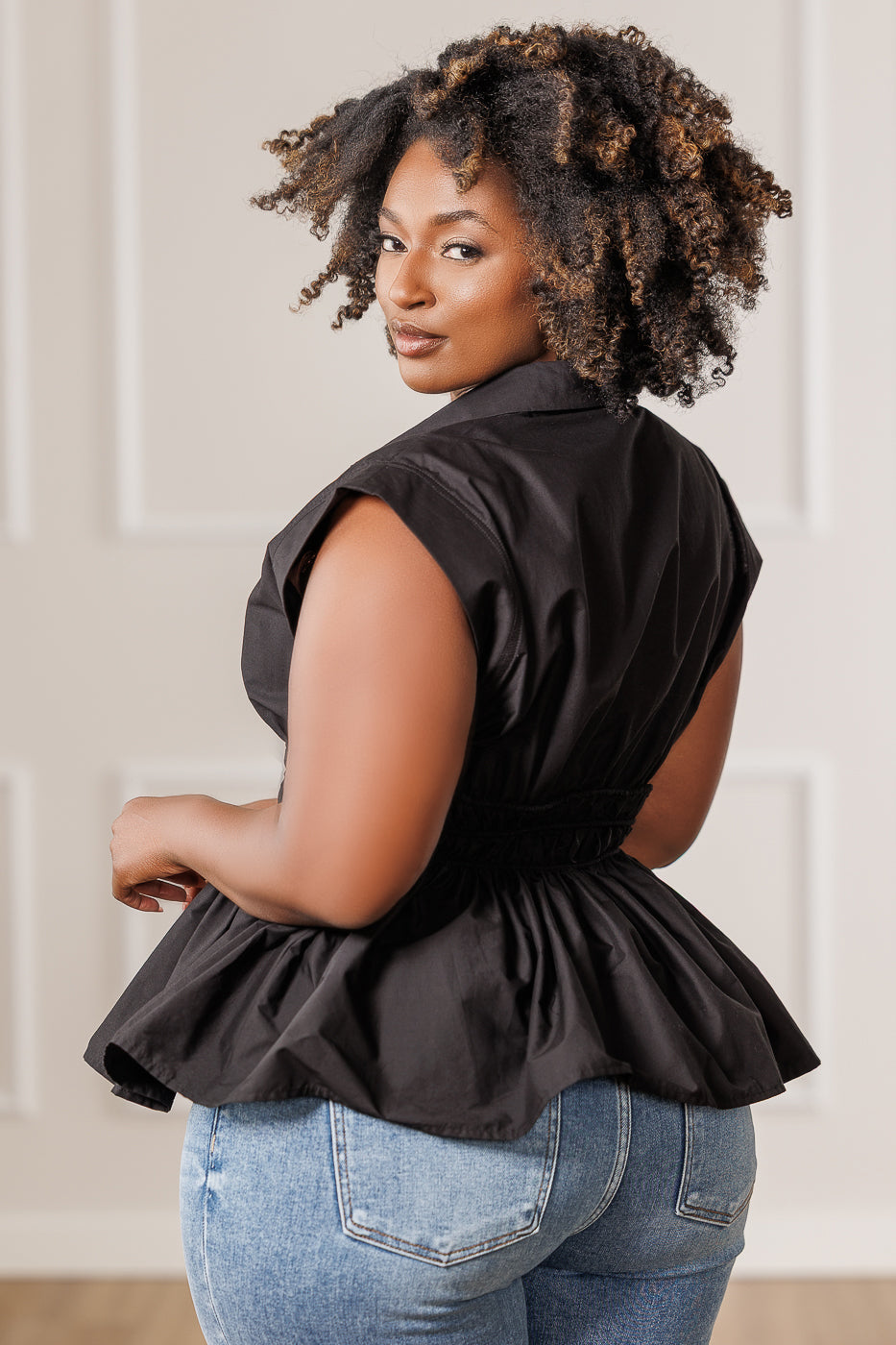 Serra Cinched Waist Top - Black