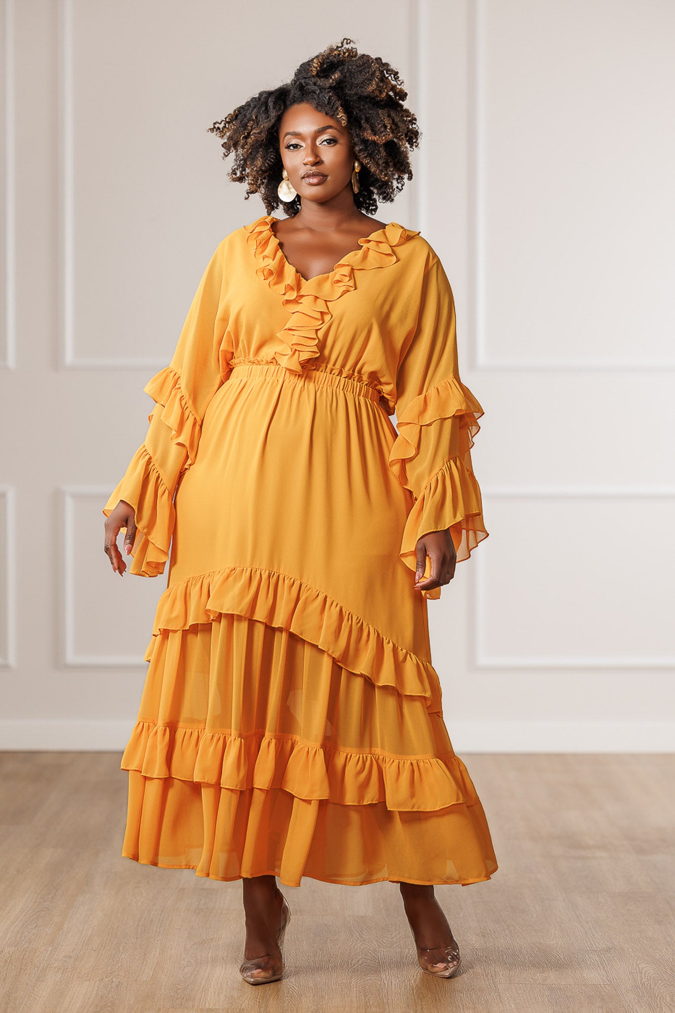 Giselle Sheer Ruffled Maxi Dress