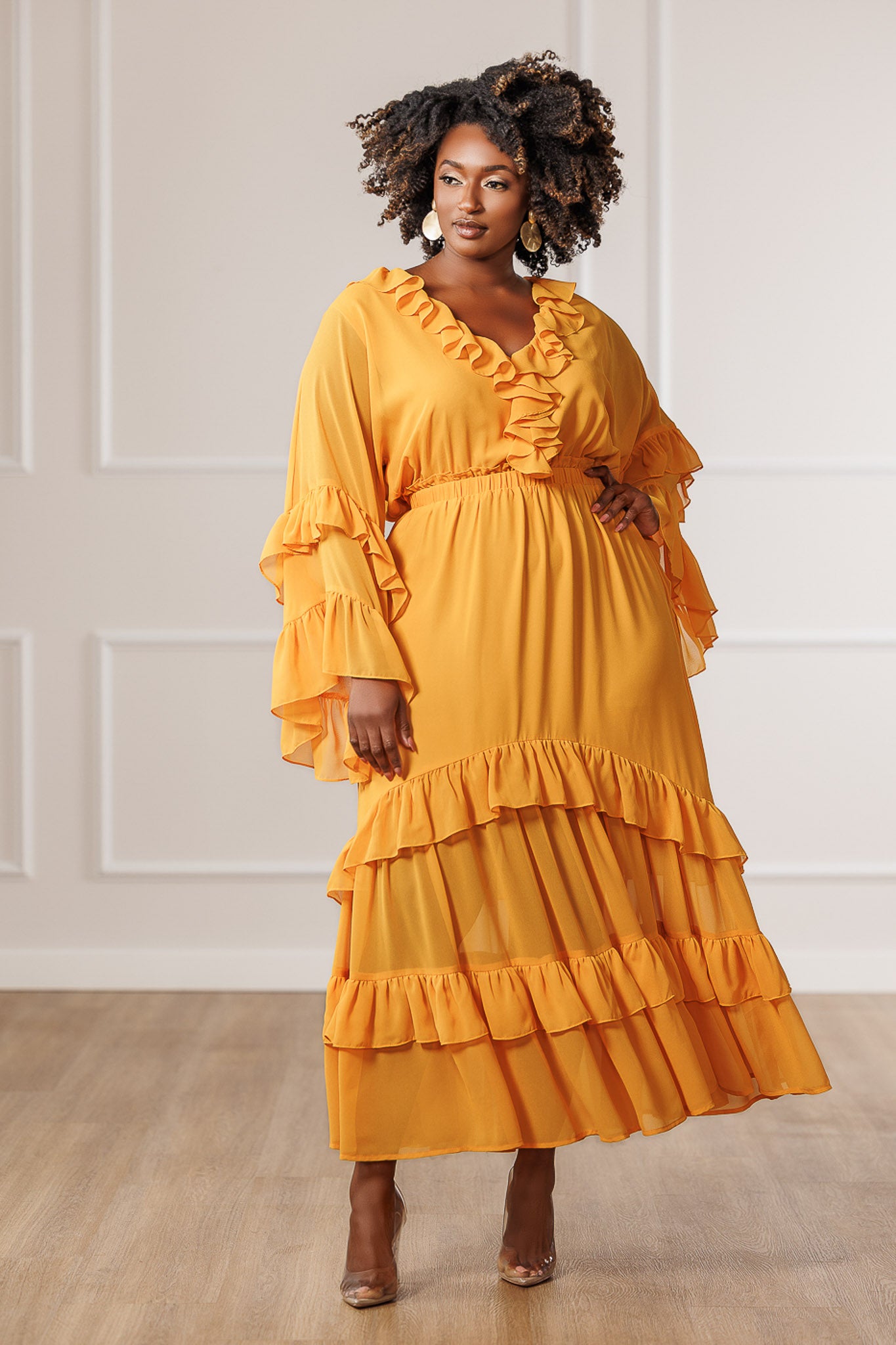 Giselle Sheer Ruffled Maxi Dress