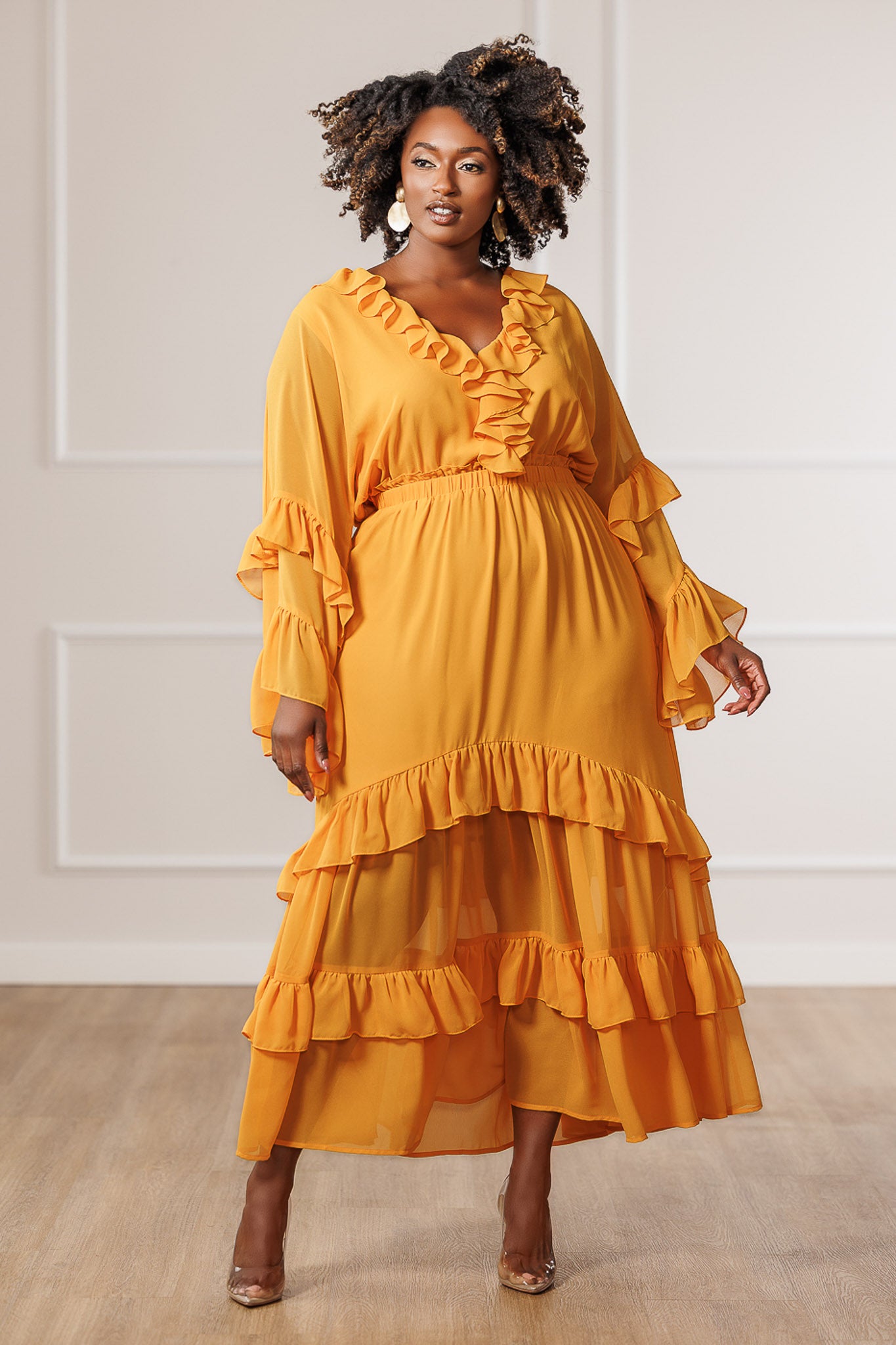 Giselle Sheer Ruffled Maxi Dress