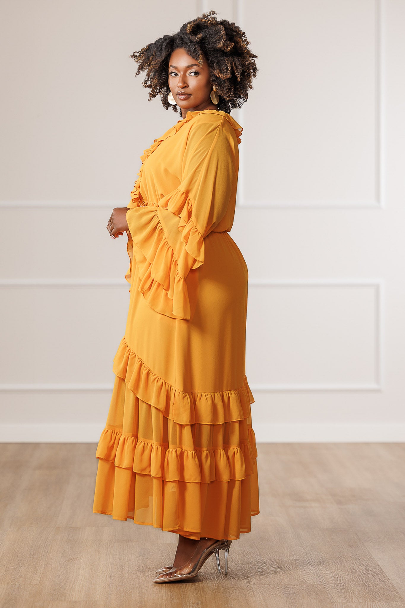 Giselle Sheer Ruffled Maxi Dress