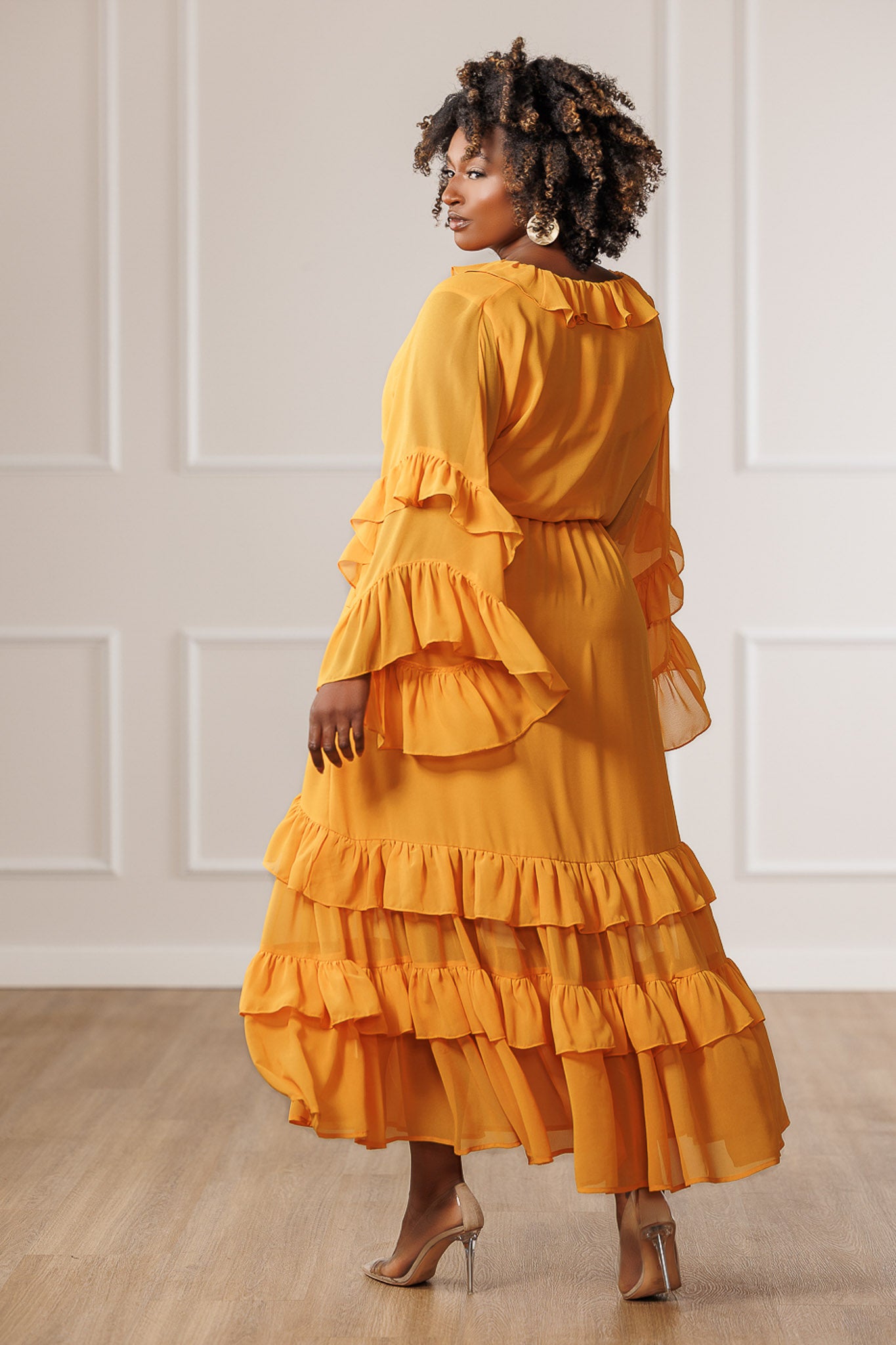 Giselle Sheer Ruffled Maxi Dress