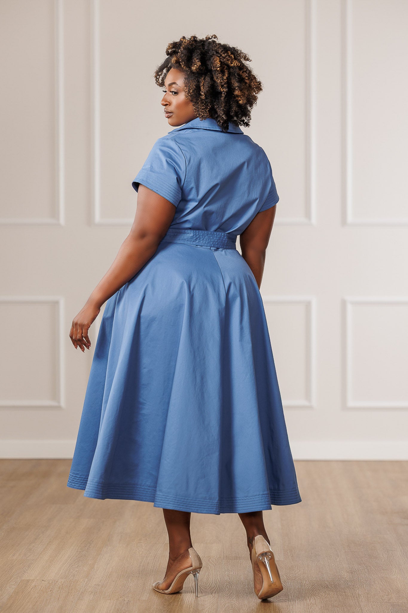 Blaine Button Down Midi Dress - Blue