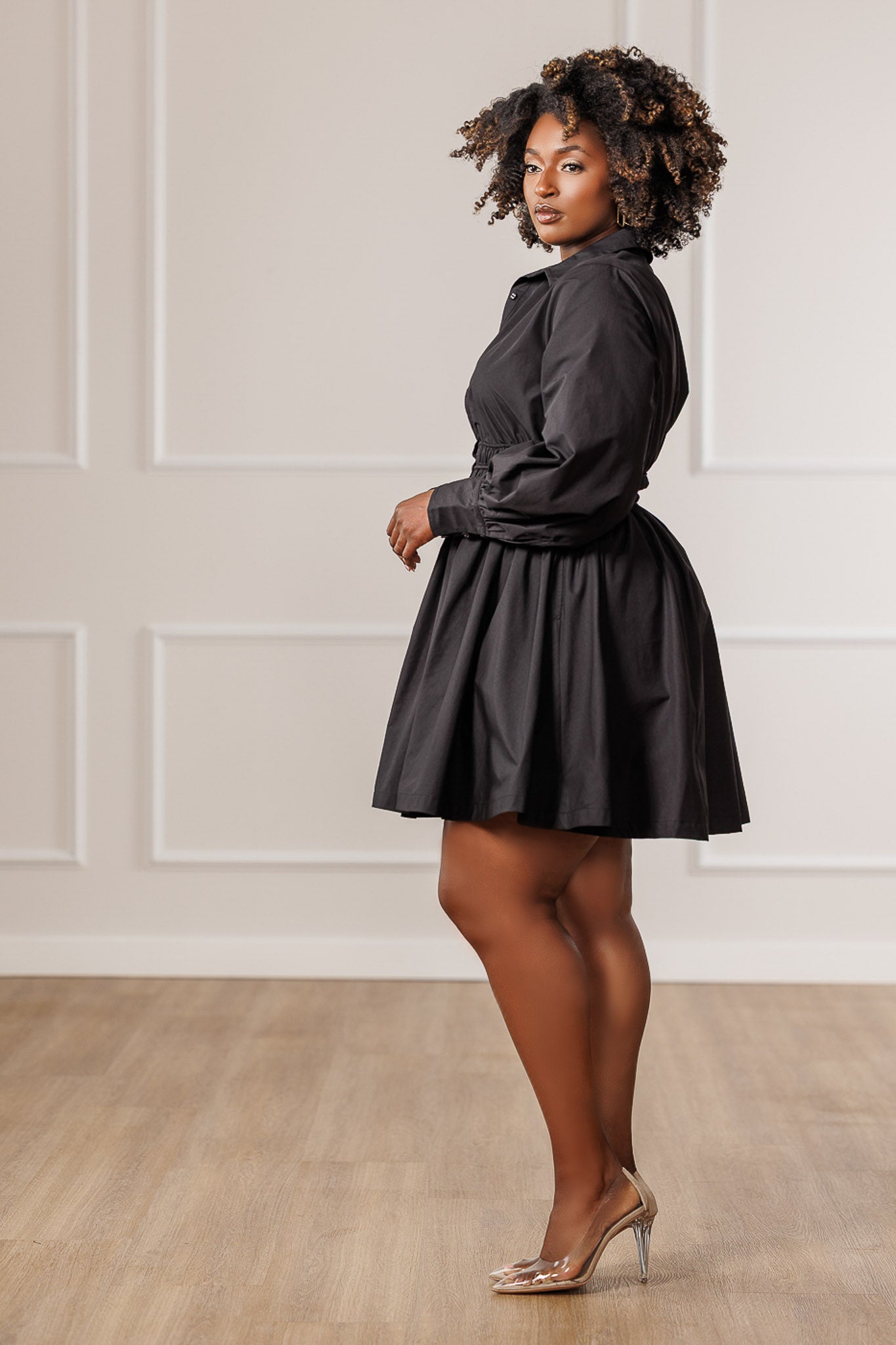 Yara Ruched Waist Dress - Black