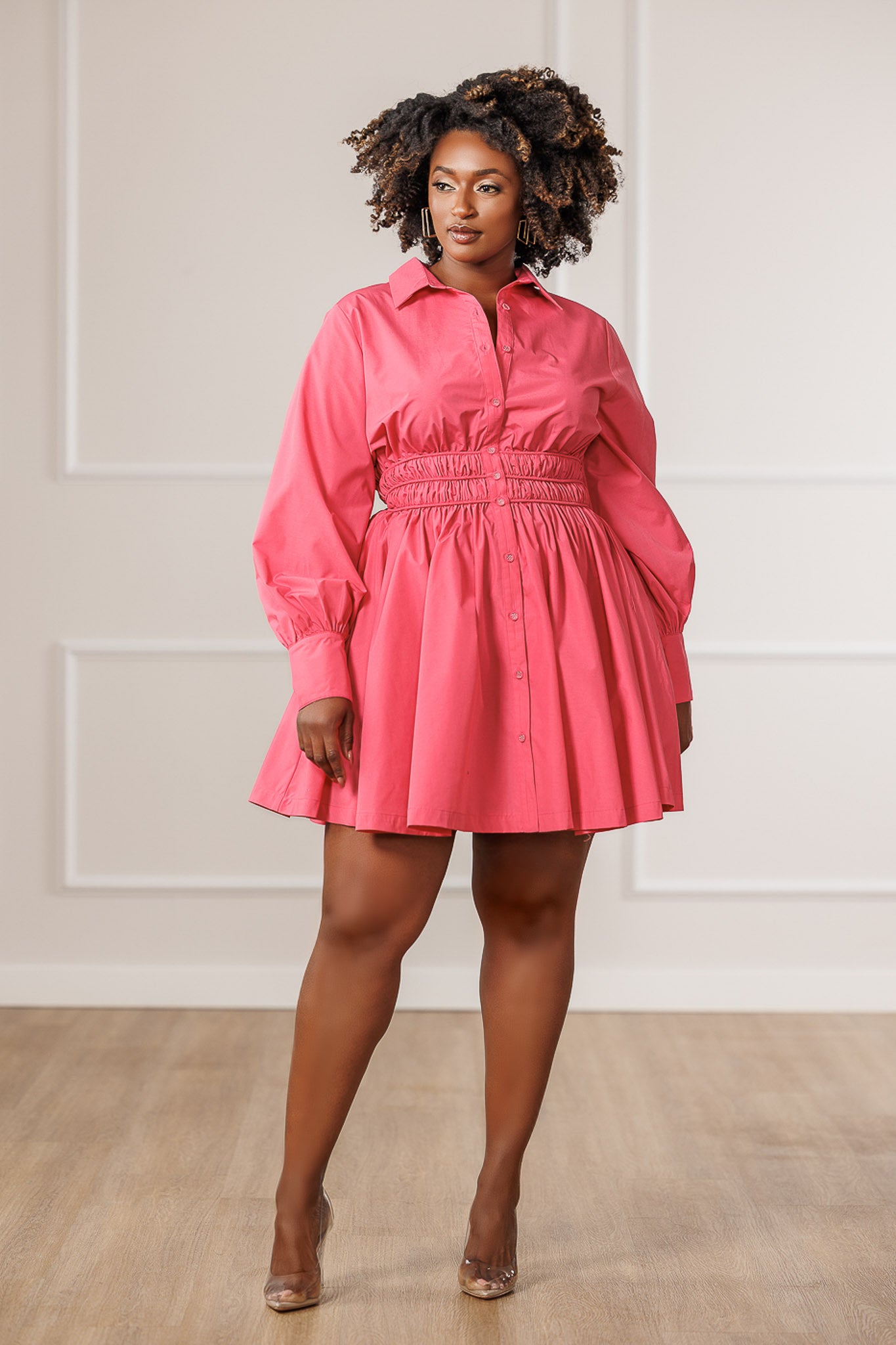 Yara Ruched Waist Dress - Pink