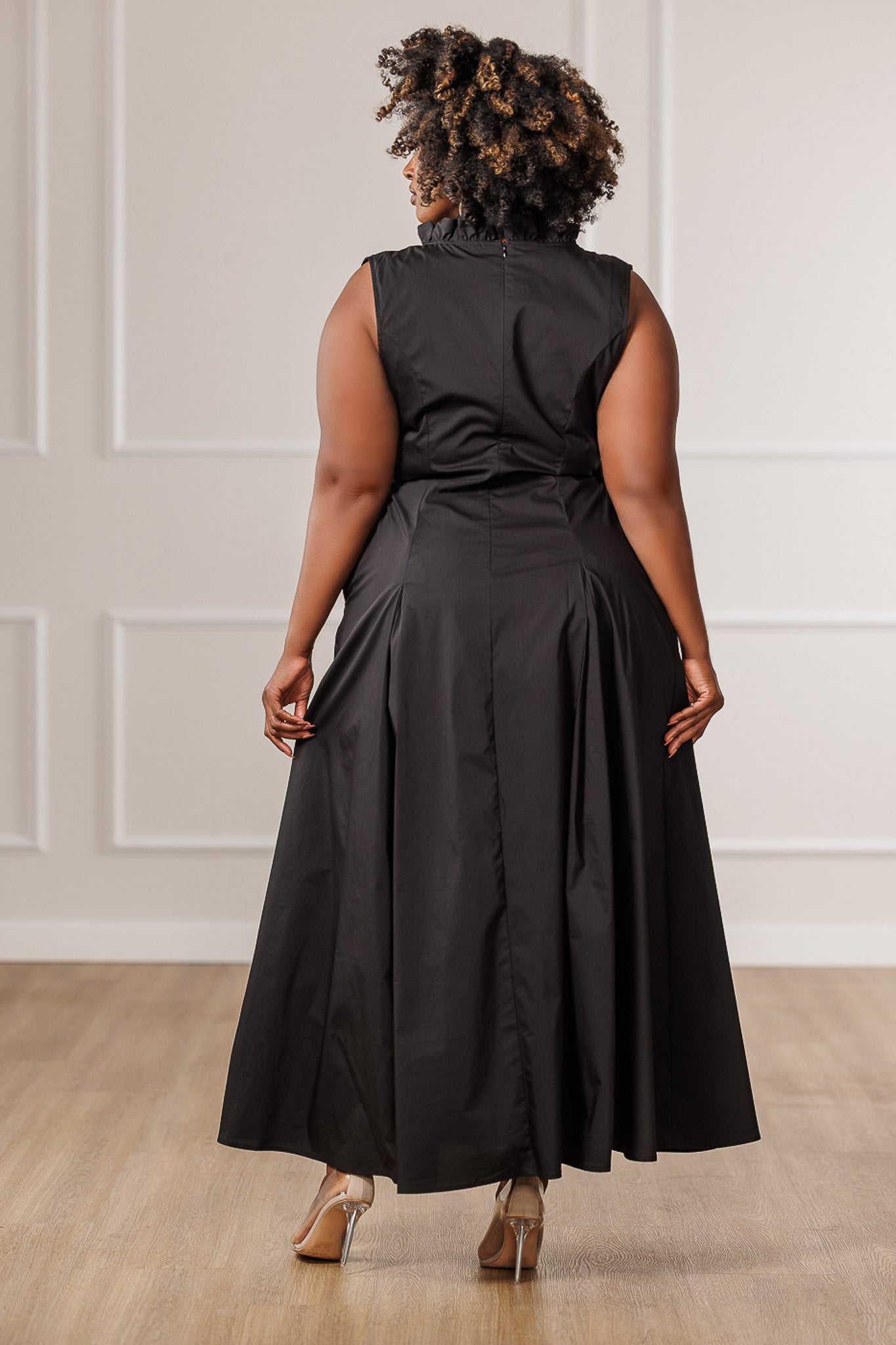 Sage Wrap Slit Dress - Black