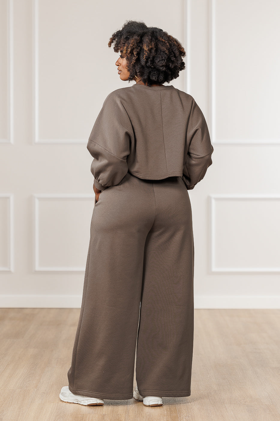 Ameira Fleece Pleated Wide Pants - Mink