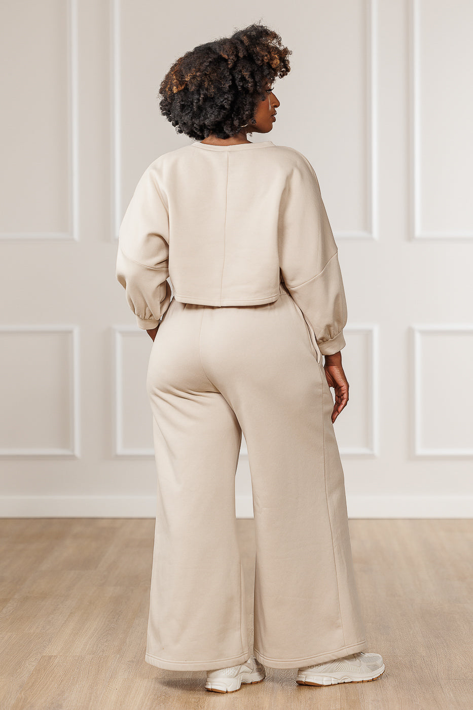 Ameira Fleece Pleated Wide Pants - Cream