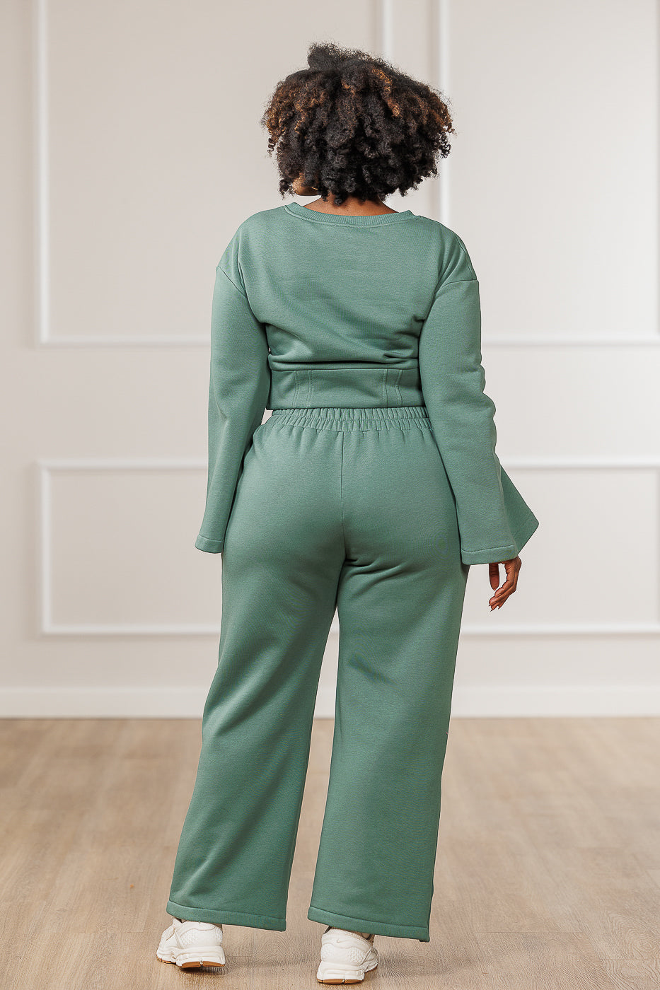 Bexley Fleece Button Sleeve Crop Top - Teal