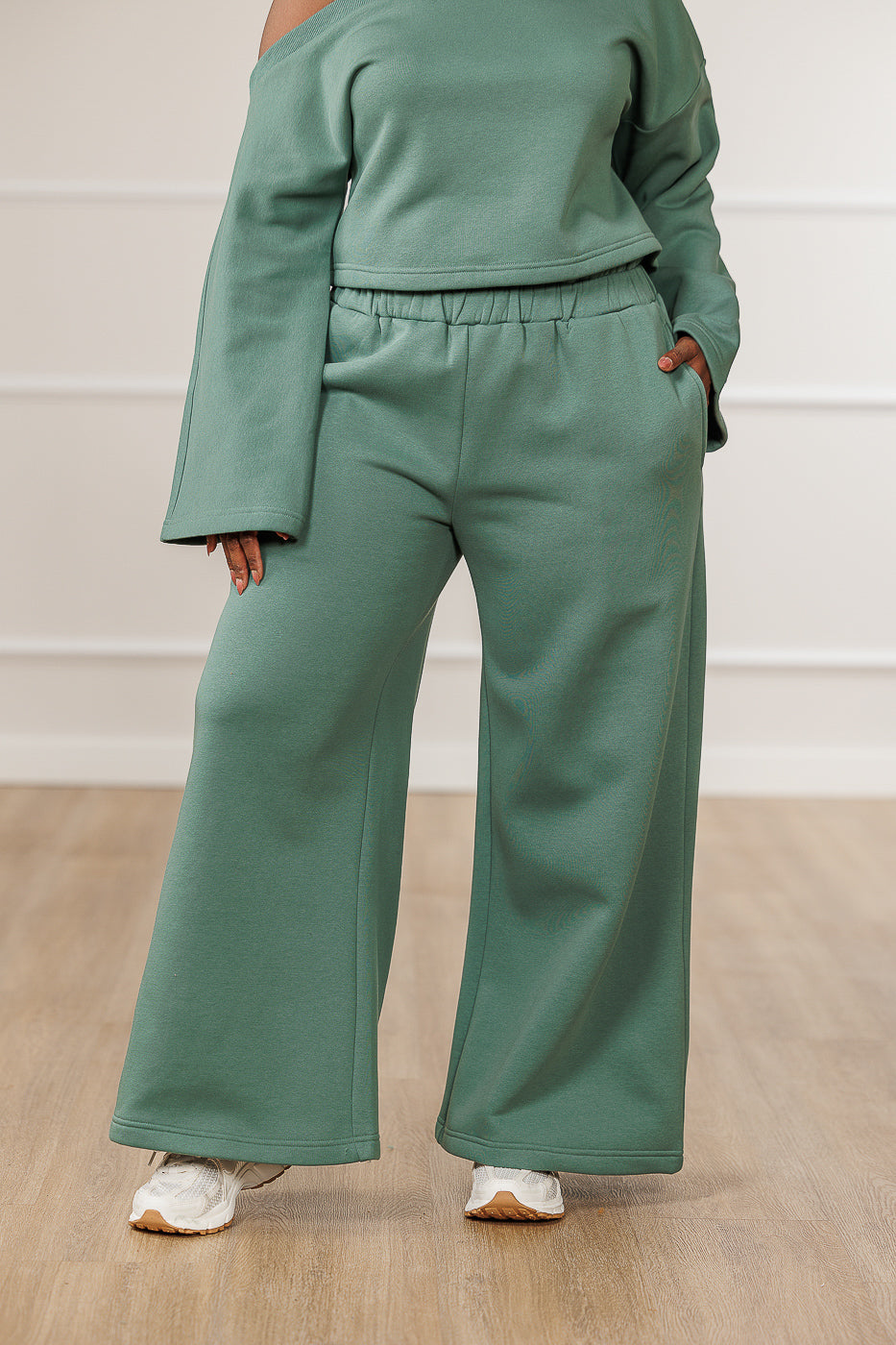 Raylan Fleece Paperbag Waist Pants - Teal
