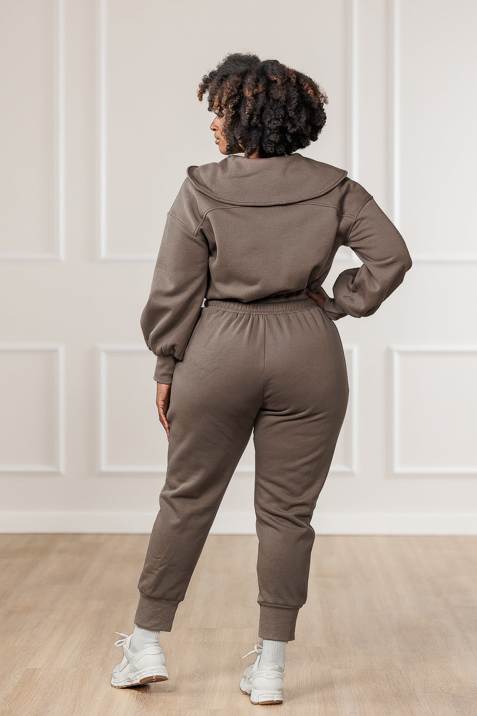 Sutton Fleece Puffed Sleeve Jumpsuit - Mink