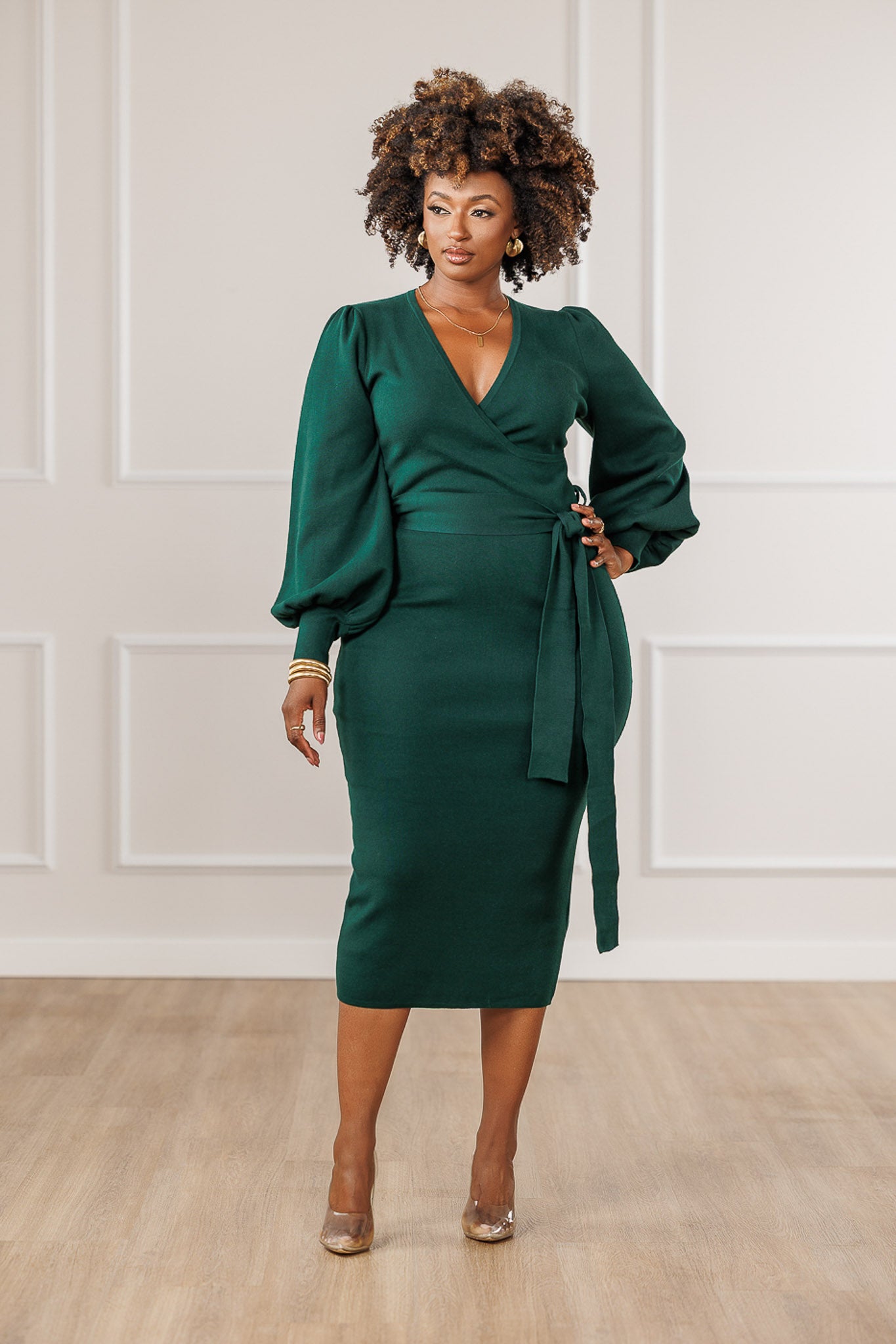 Morique Sweater Knit Dress - Emerald