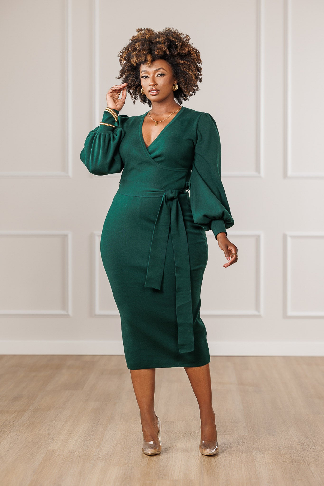 Morique Sweater Knit Dress - Emerald