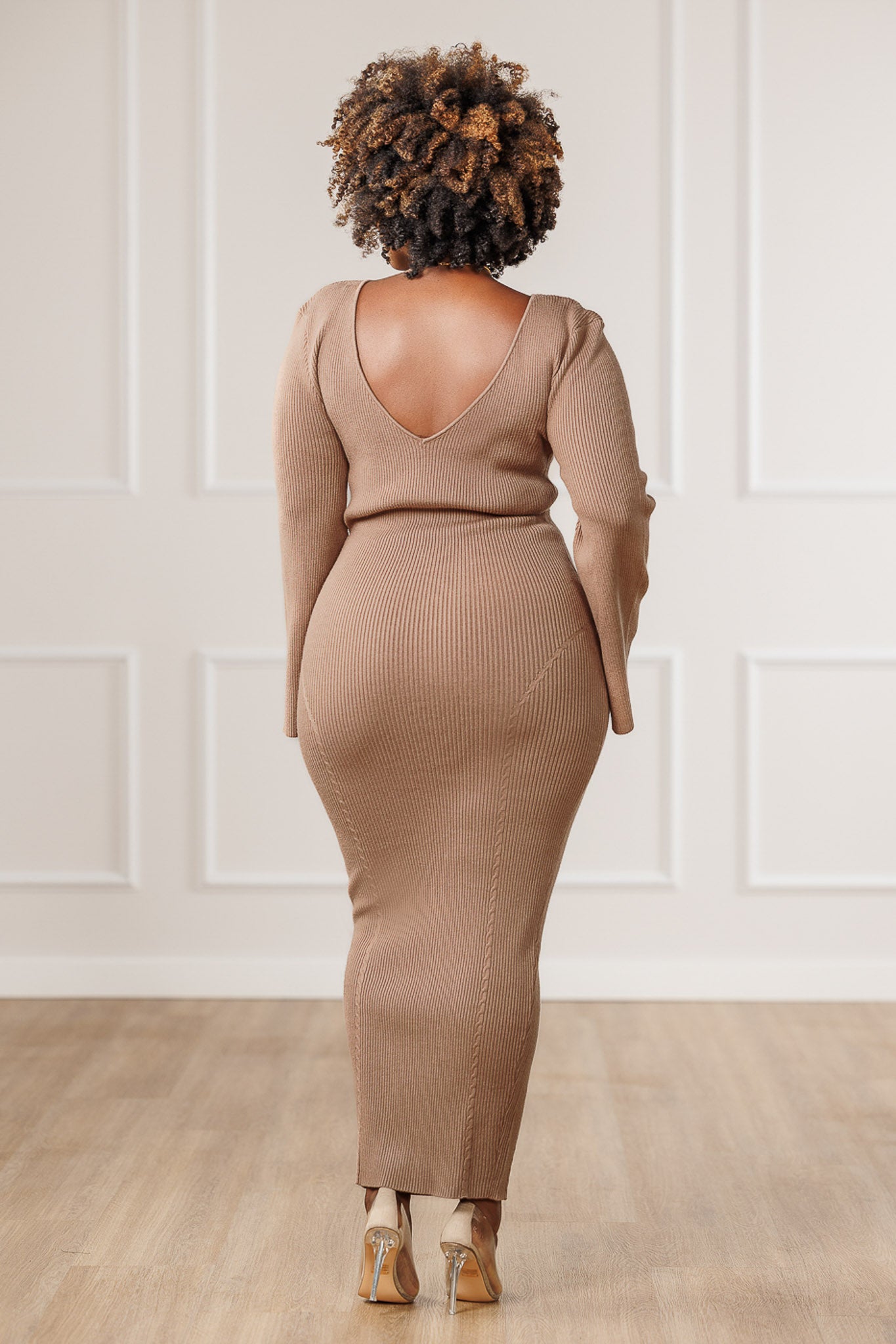 Eila Boat Neck Sweater Dress - Beige