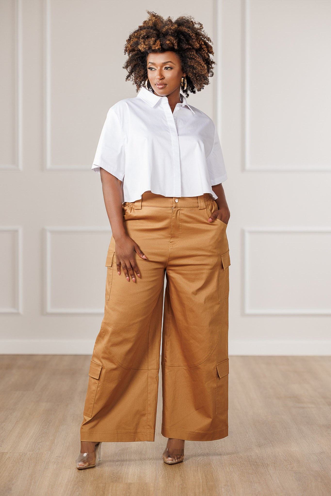 Kalea Wide Cargo Pants - Khaki