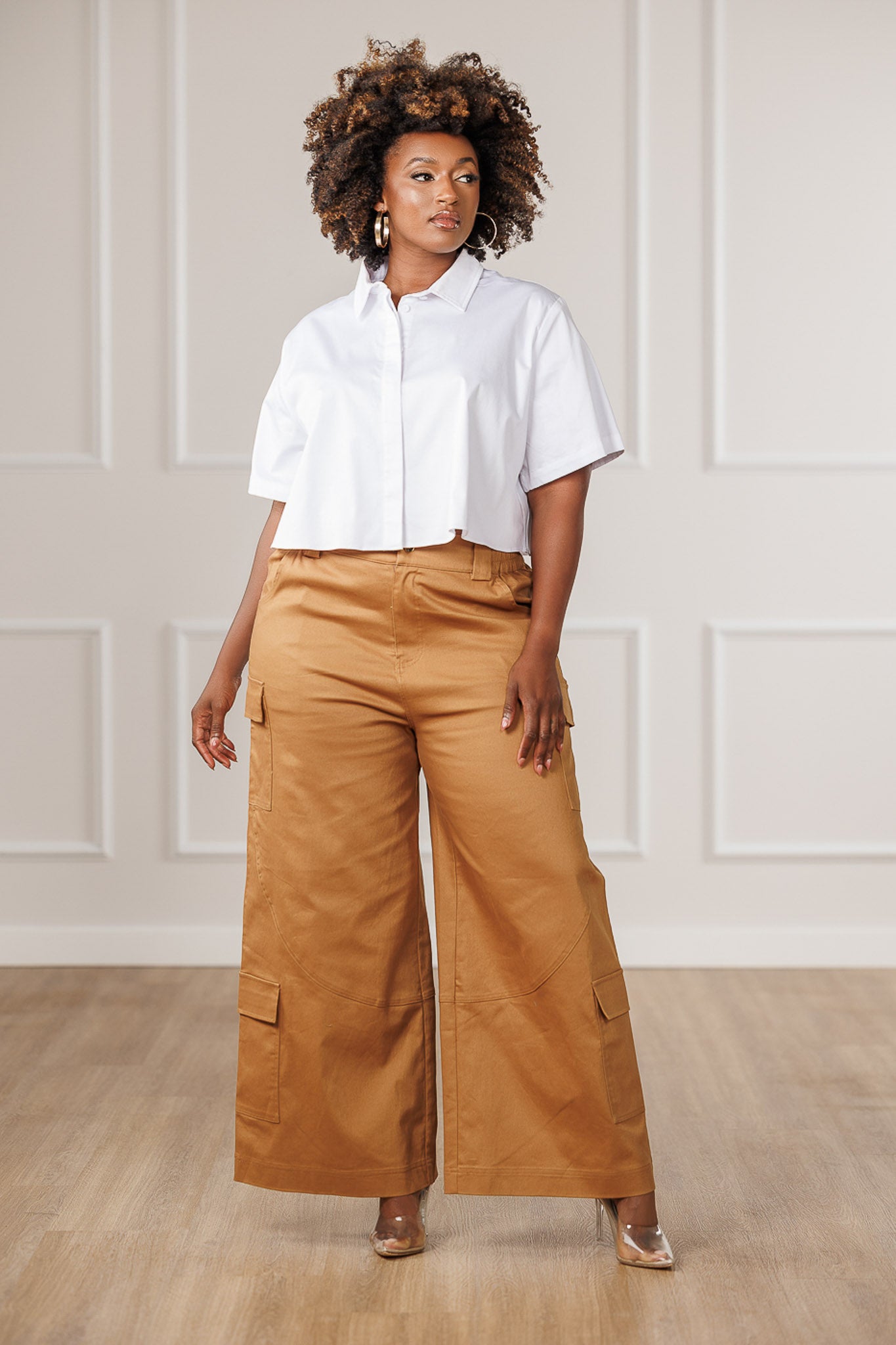 Kalea Wide Cargo Pants - Khaki