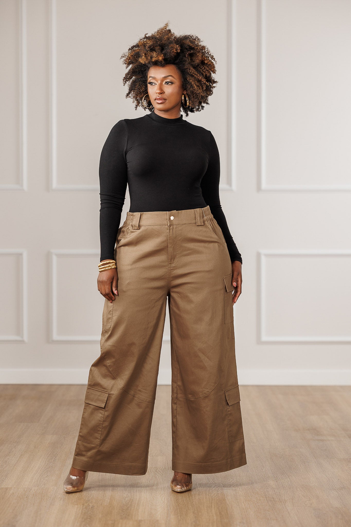 Kalea Wide Cargo Pants - Moss