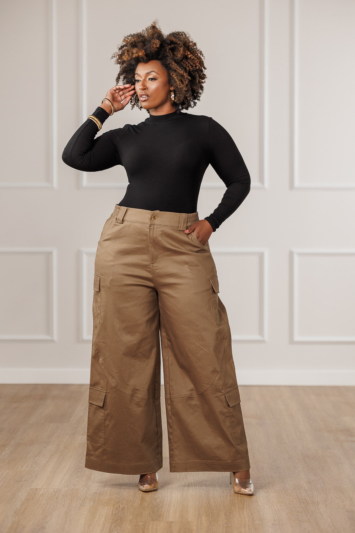 Kalea Wide Cargo Pants - Moss