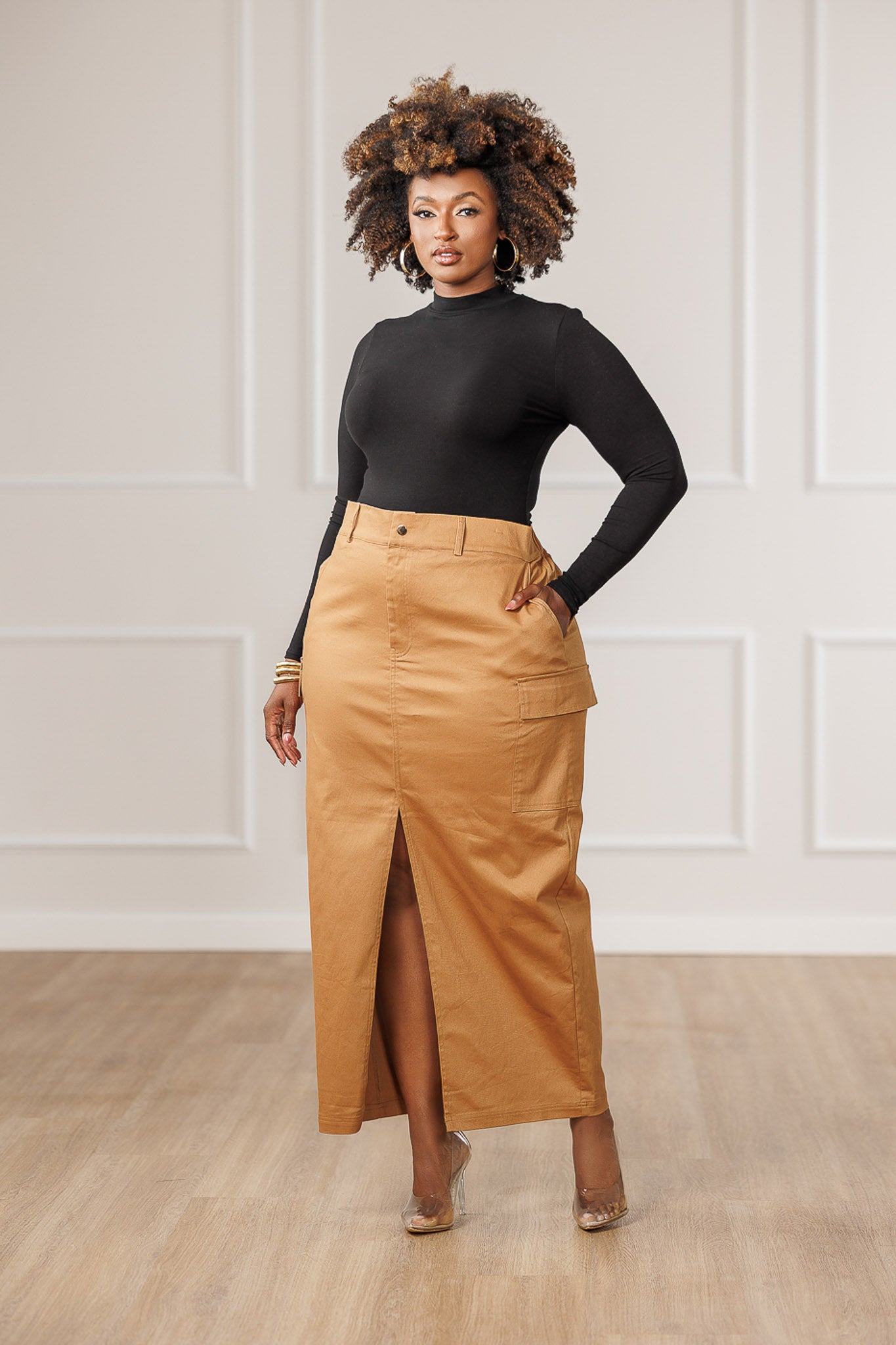 Marion Cargo Maxi Skirt - Khaki