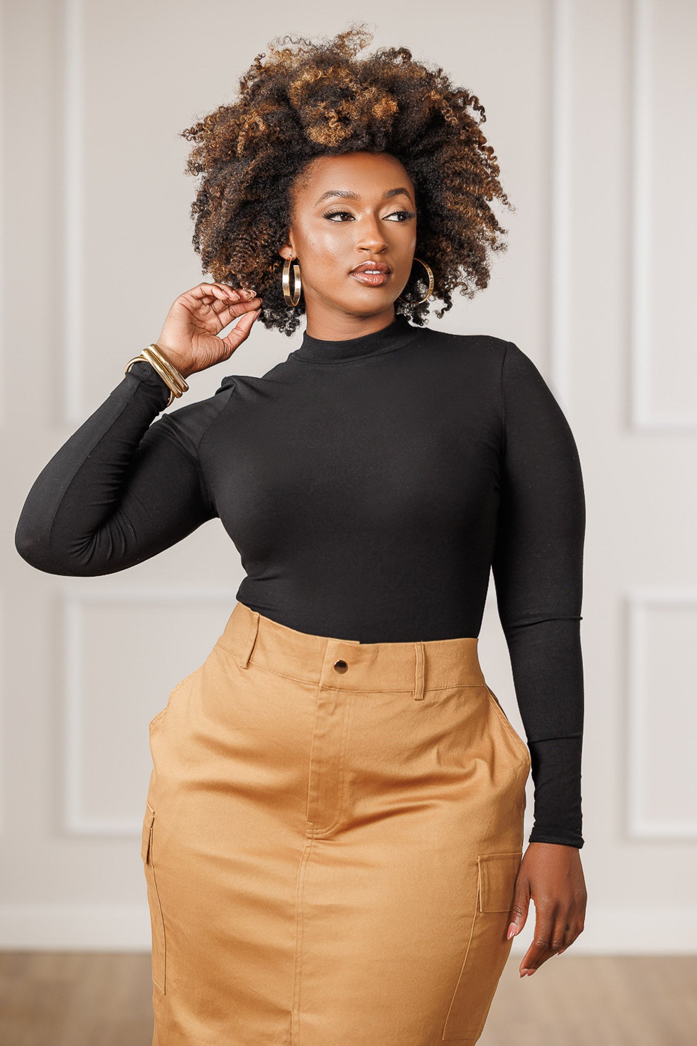 Andie Mock Neck Knit Bodysuit - Black
