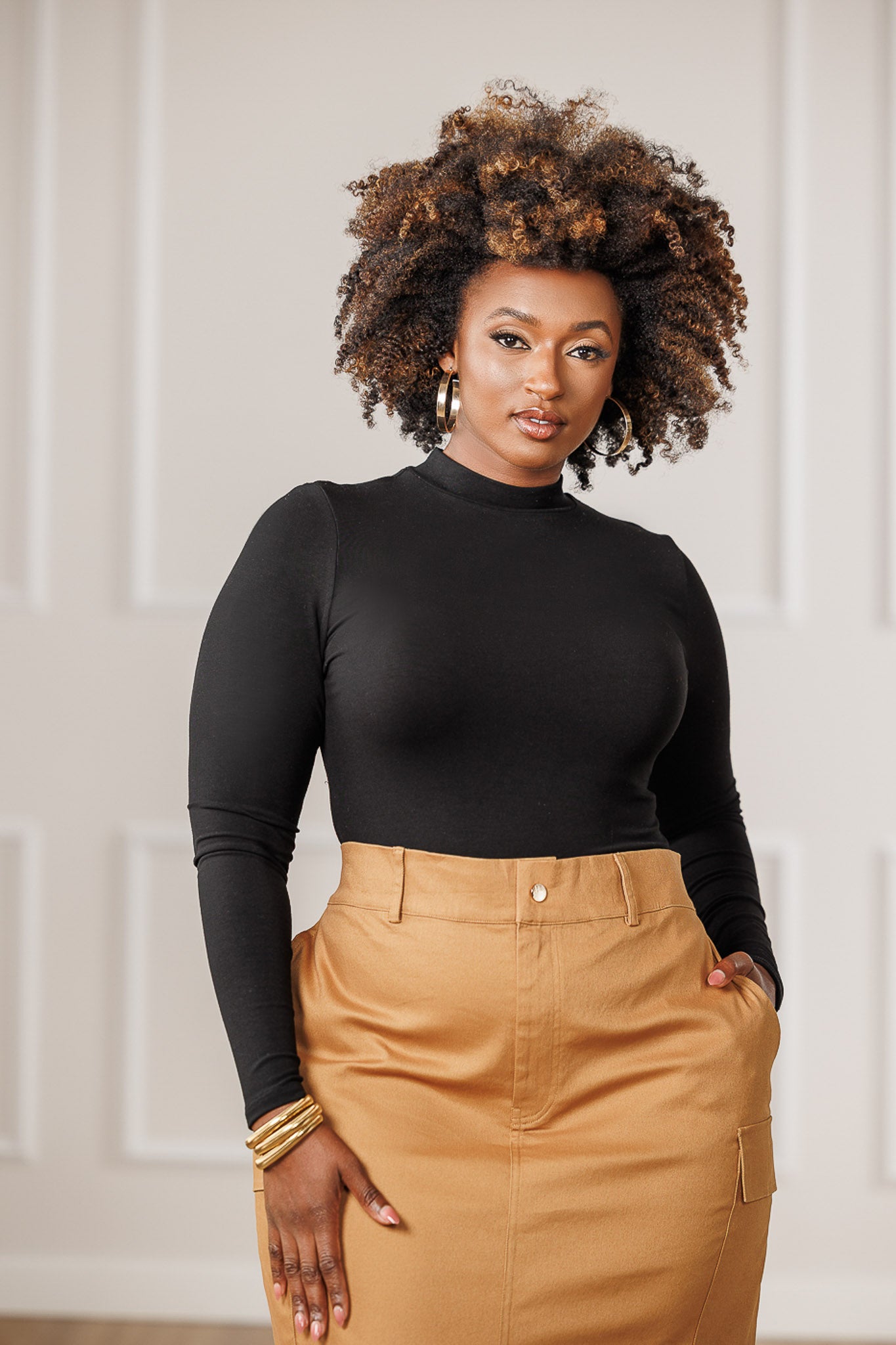 Andie Mock Neck Knit Bodysuit - Black
