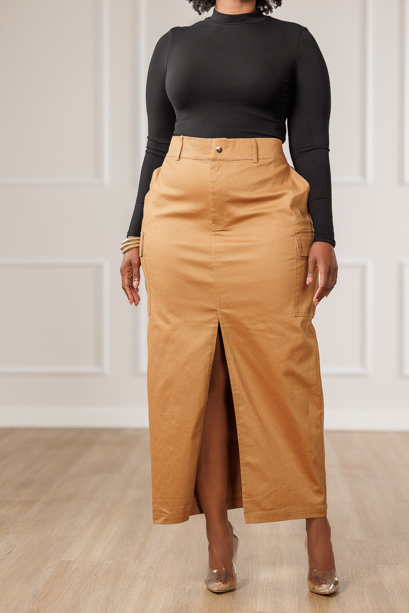 Marion Cargo Maxi Skirt - Khaki