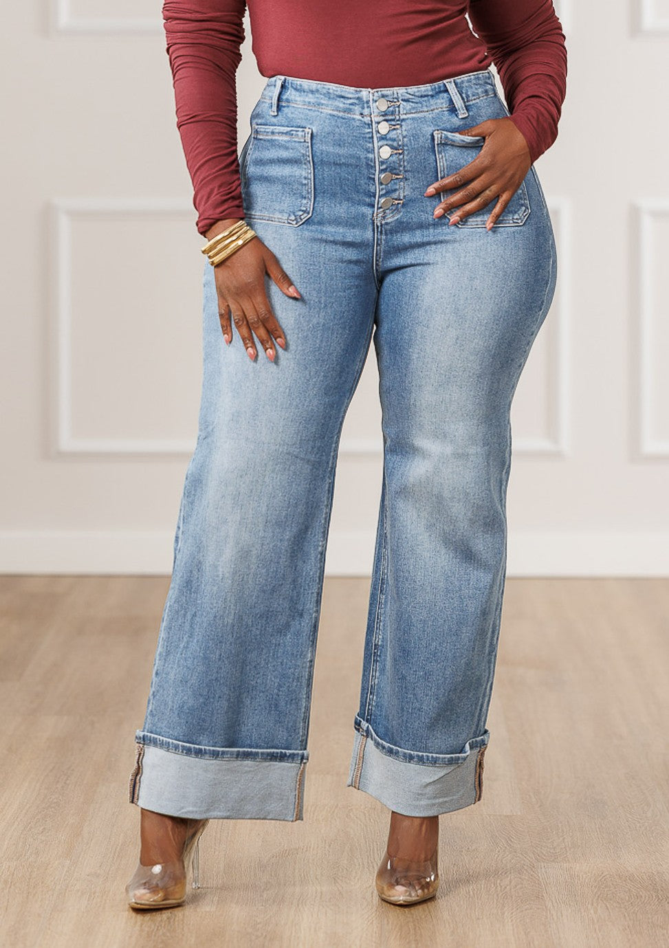 Ezra Patch Pocket Wide Jeans