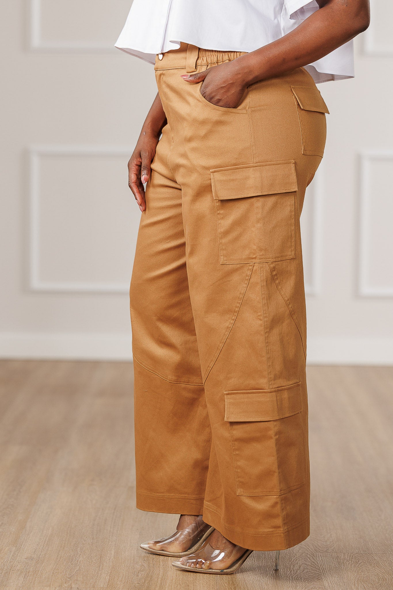 Kalea Wide Cargo Pants - Khaki
