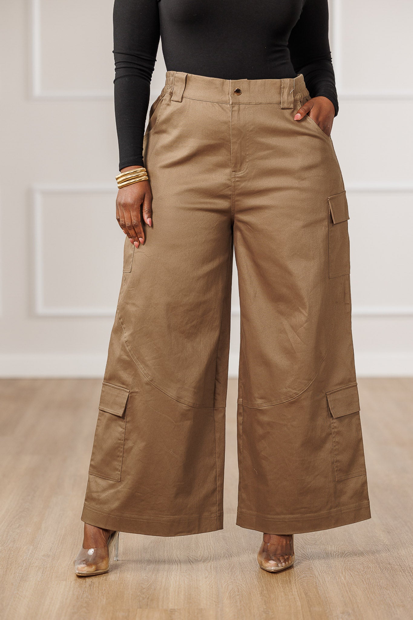 Kalea Wide Cargo Pants - Moss
