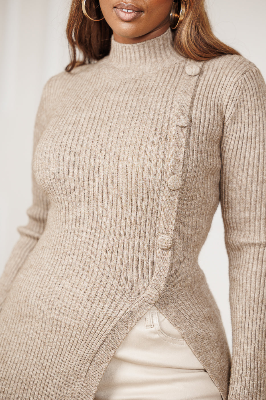 Denali Button Detail Sweater - Desert
